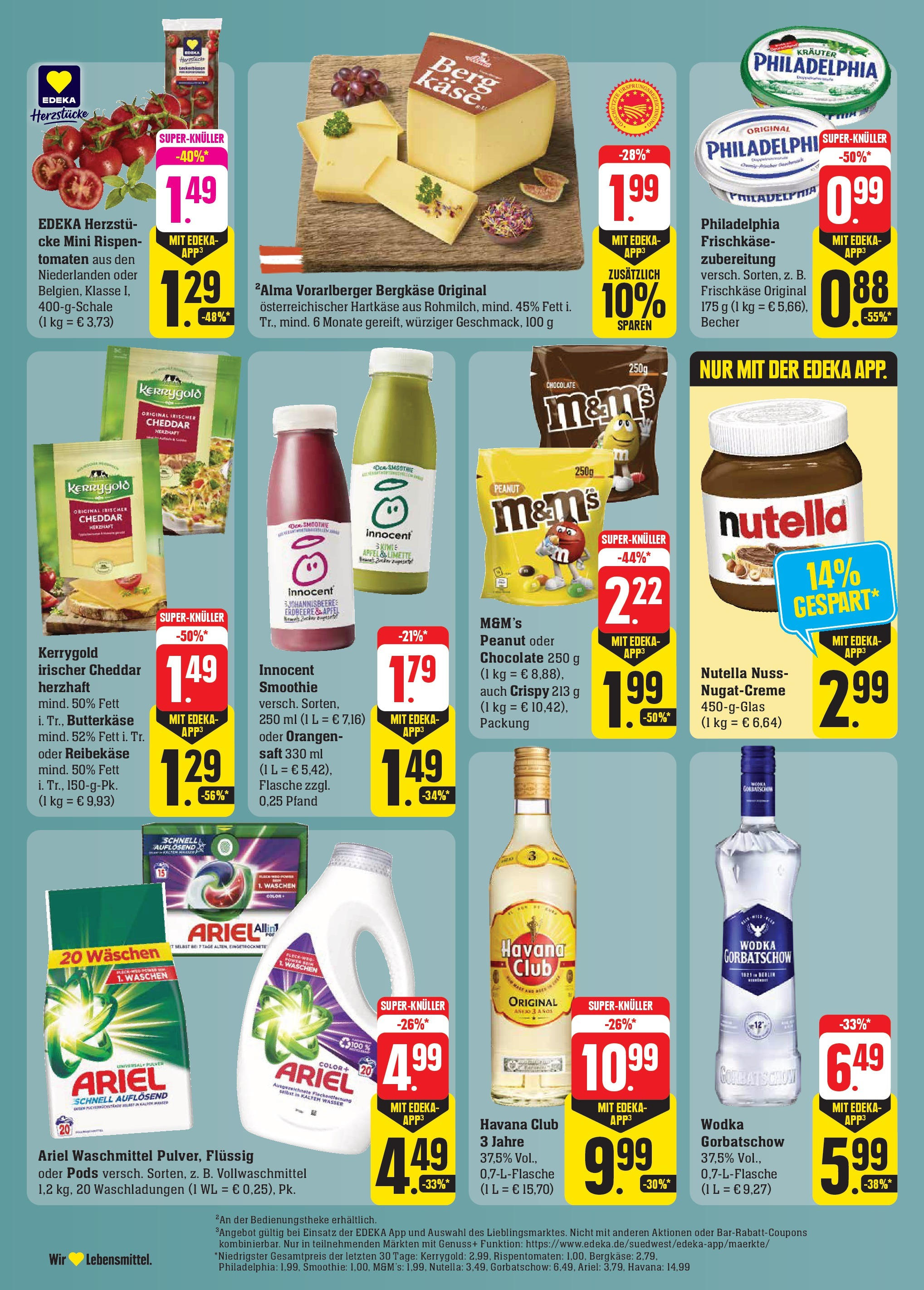 Edeka - Neu-Anspach, Lilienthalstraße 2 (ab 23.09.2024) » Angebote Online | Seite: 30 | Produkte: M&M's, Nutella, Limette, Frischkase