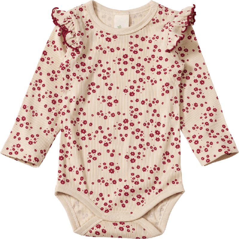 ALANA Body Langarm mit Ripp-Struktur & floralem Muster, beige, Gr. 74/80