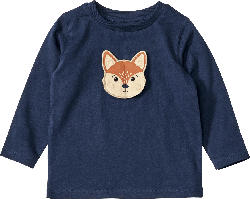 ALANA Langarmshirt mit Hund & Fuchs Klett-Patches zum Wechseln, blau, Gr. 104