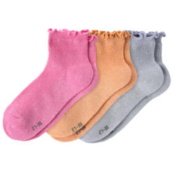 3 Paar Mädchen Socken mit Glitzer