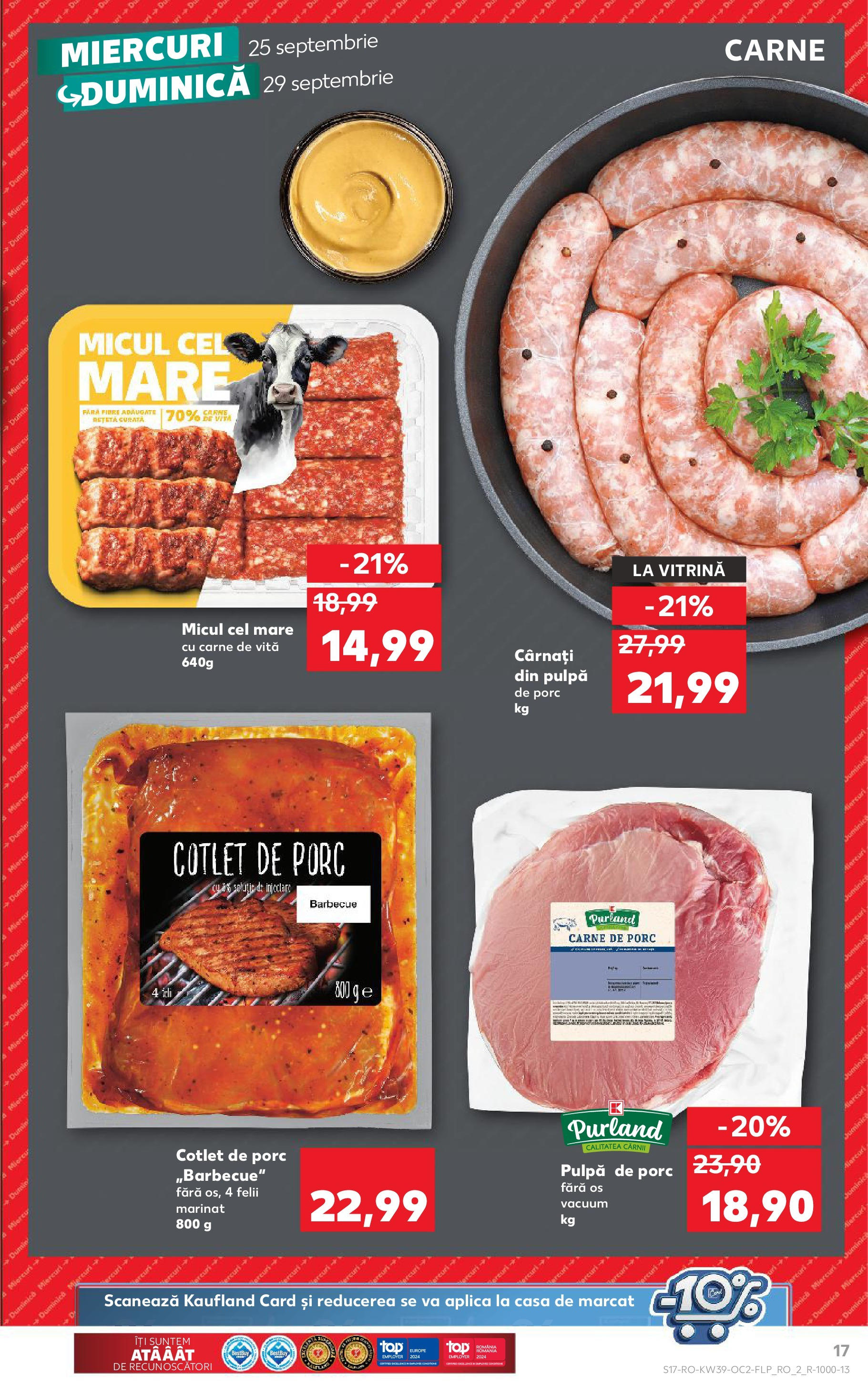 Catalog Kaufland - Bucureşti 25.09.2024 - Revista si Oferta | Pagină: 17 | Produse: Vitrină, Carne De Porc, Carne De Vită, Cârnați