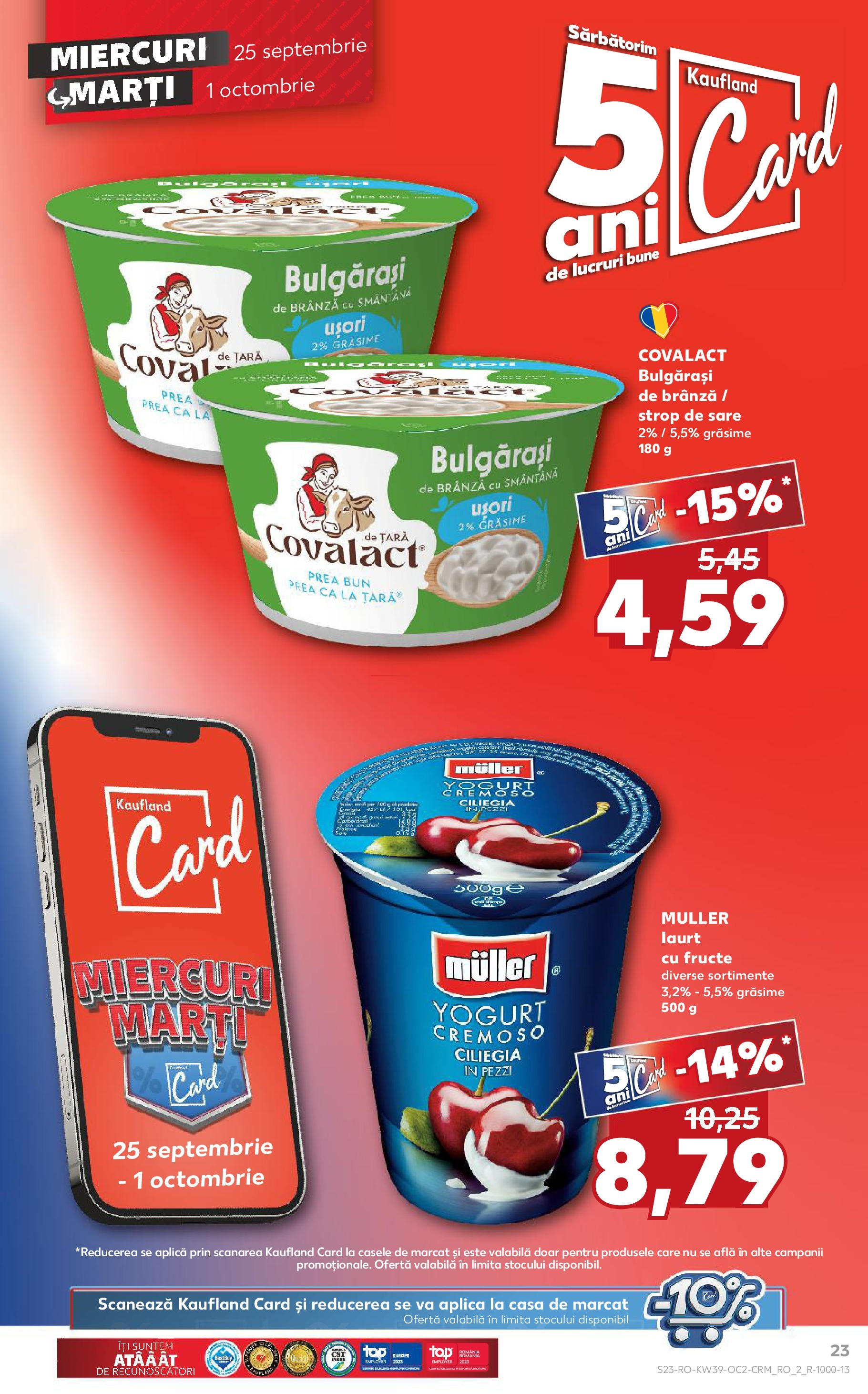 Catalog Kaufland - Bucureşti 25.09.2024 - Revista si Oferta | Pagină: 23 | Produse: Brânză, Smântână, Fructe, Sare