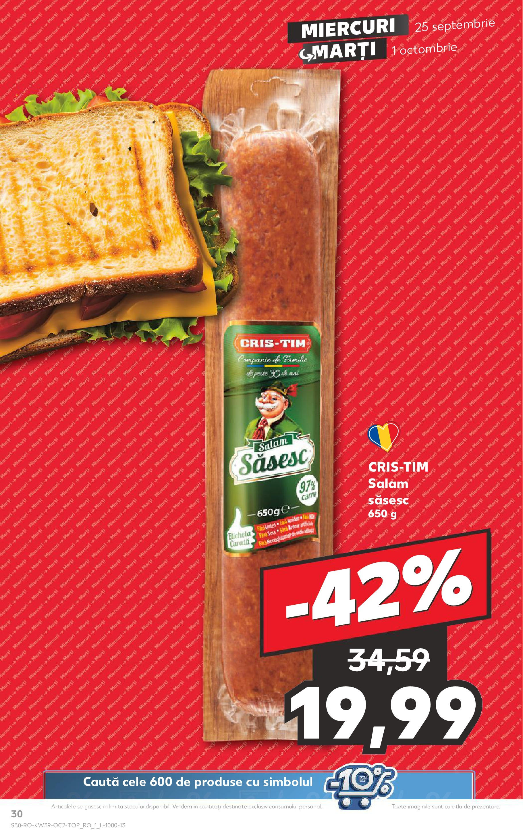 Catalog Kaufland - Bucureşti 25.09.2024 - Revista si Oferta | Pagină: 30 | Produse: Salam, Pește