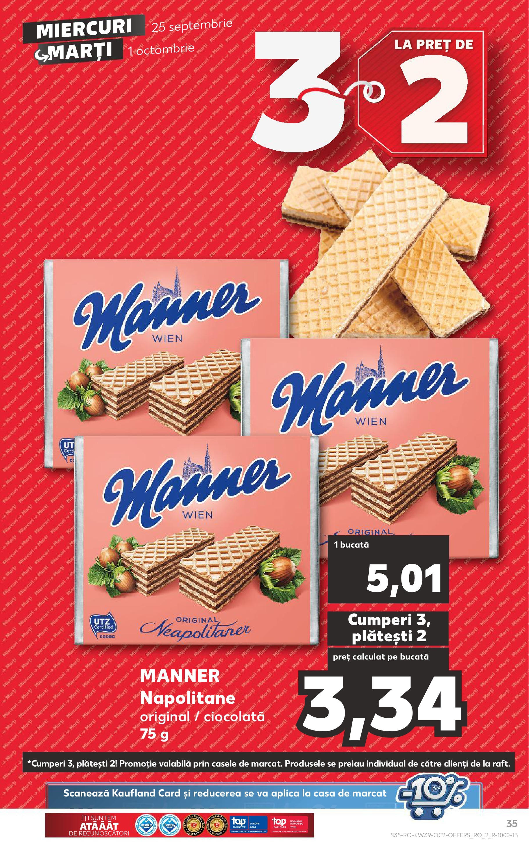 Catalog Kaufland - Sibiu 25.09.2024 - Revista si Oferta | Pagină: 35 | Produse: Napolitane, Cărți, Ciocolată