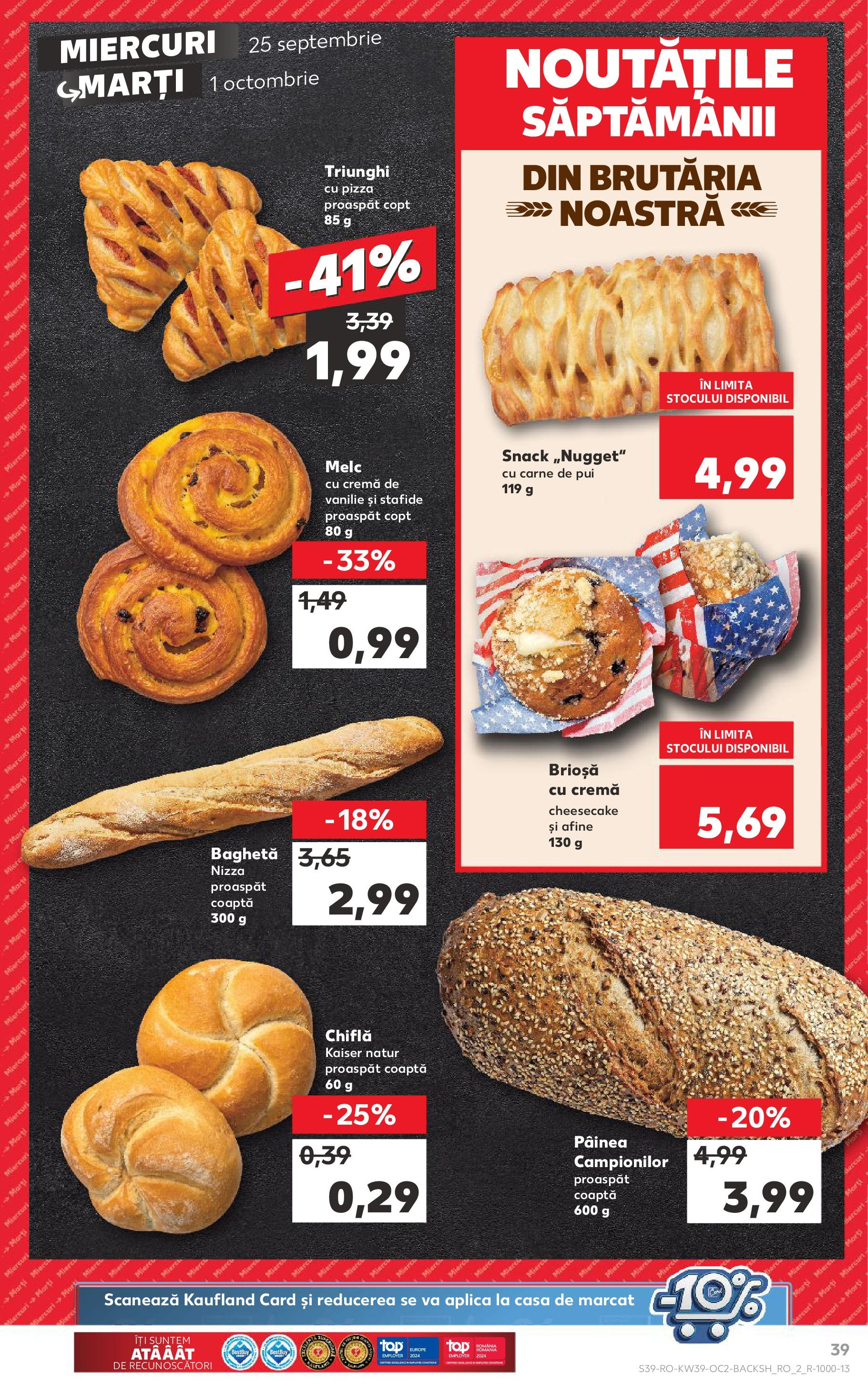 Catalog Kaufland - Bucureşti 25.09.2024 - Revista si Oferta | Pagină: 39 | Produse: Afine, Chiflă, Cremă, Pizza