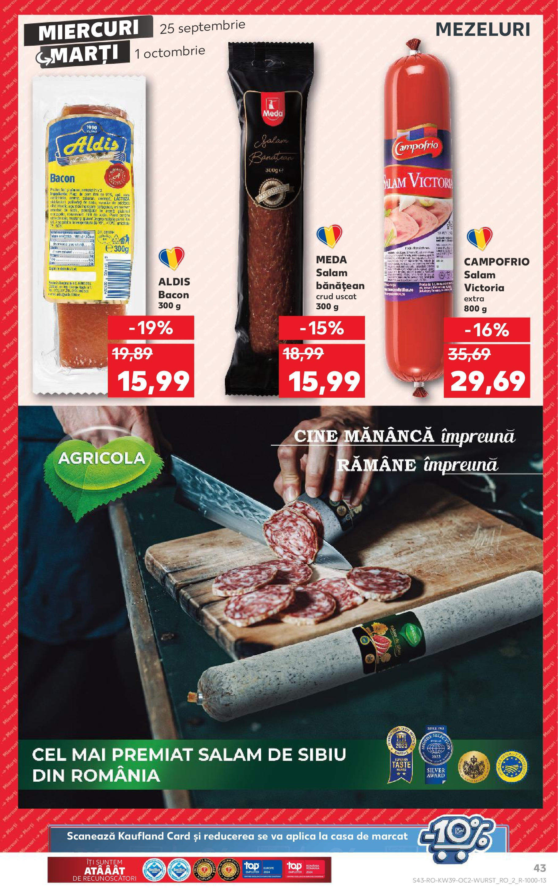 Catalog Kaufland - Sibiu 25.09.2024 - Revista si Oferta | Pagină: 43 | Produse: Top, Bacon, Salam