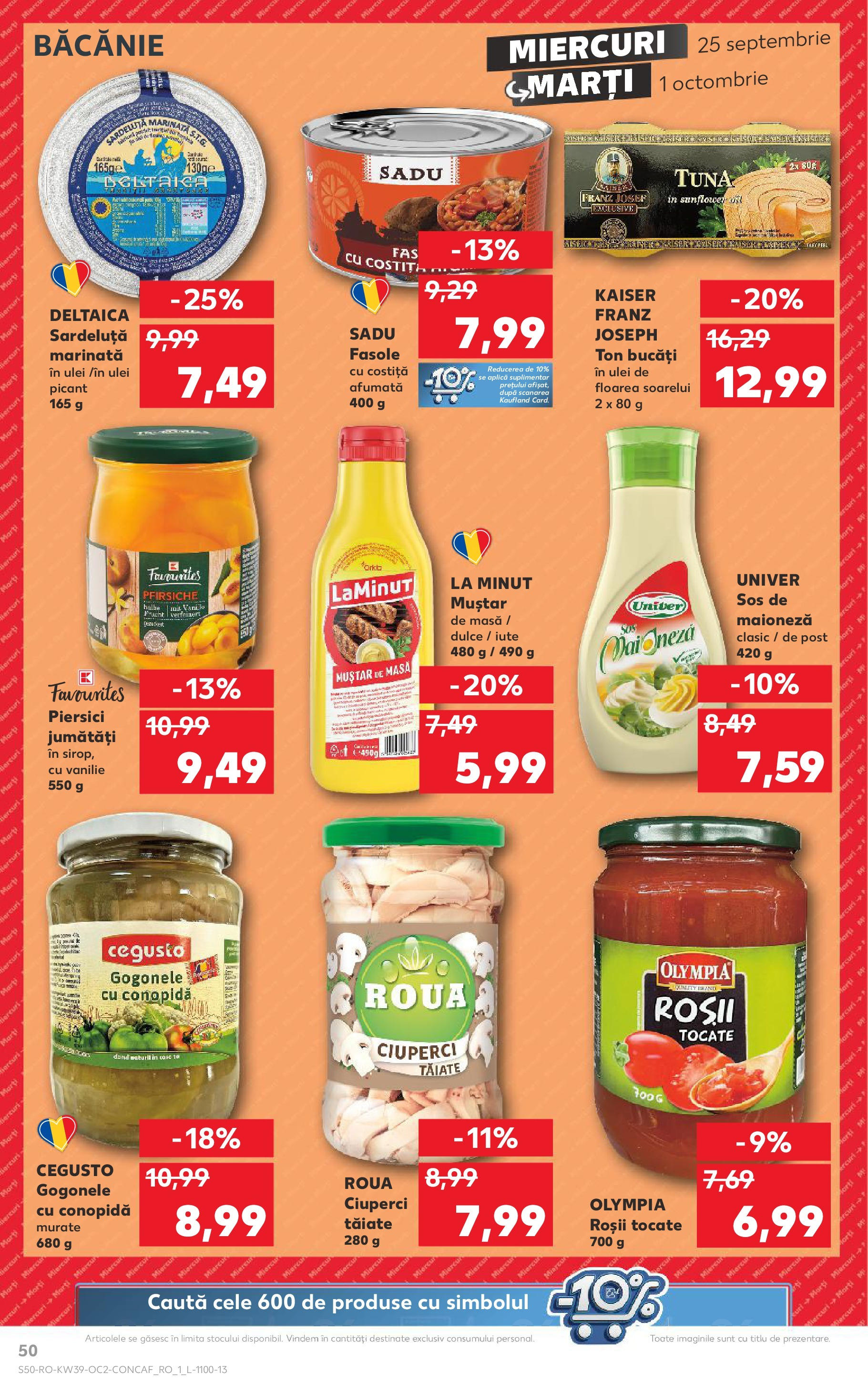 Catalog Kaufland - Sibiu 25.09.2024 - Revista si Oferta | Pagină: 50 | Produse: Masă, Muștar, Maioneză, Sos