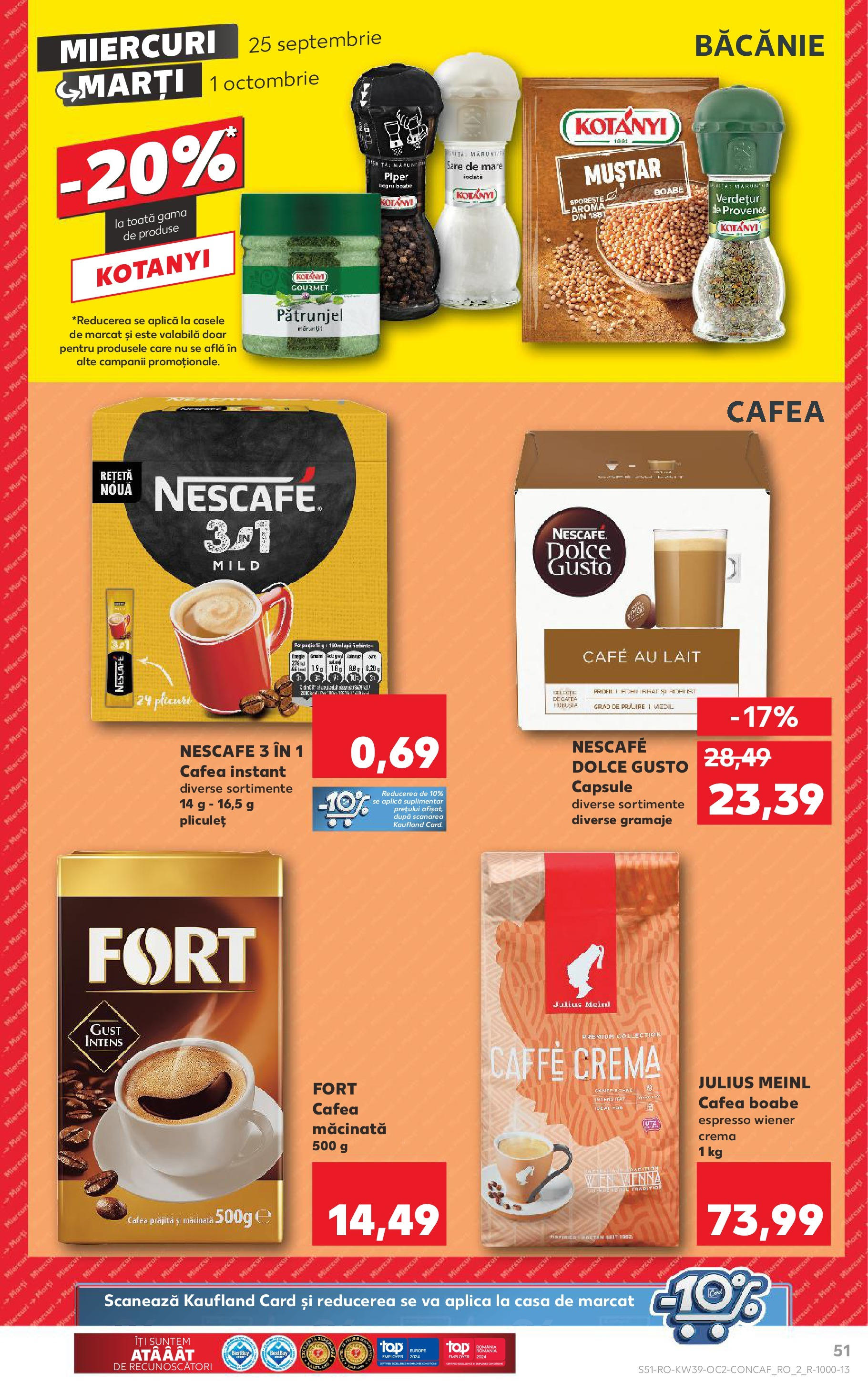 Catalog Kaufland - Bucureşti 25.09.2024 - Revista si Oferta | Pagină: 51 | Produse: Pătrunjel, Cafea, Muștar, Piper