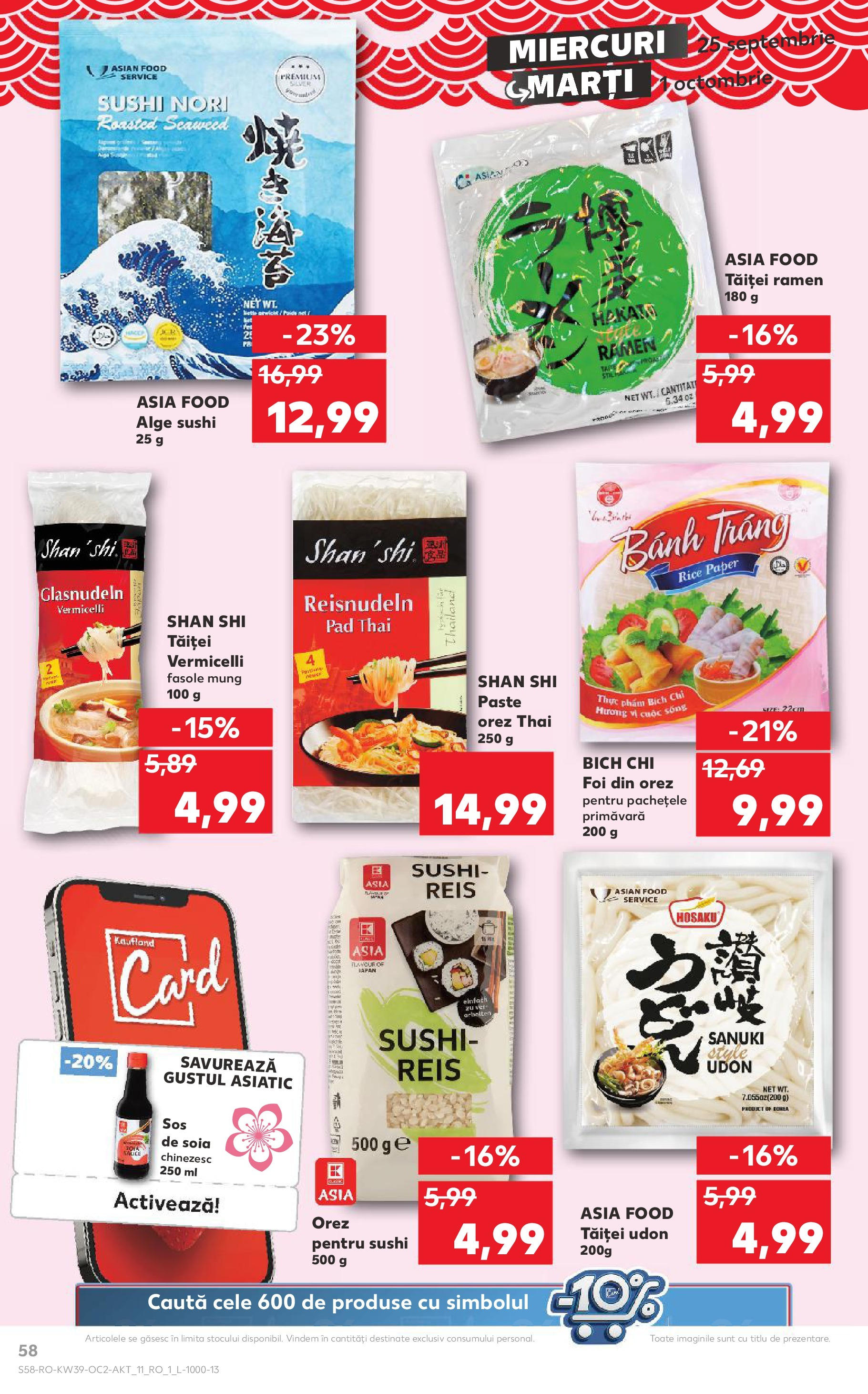 Catalog Kaufland - Bucureşti 25.09.2024 - Revista si Oferta | Pagină: 58 | Produse: Sushi, Orez, Paste