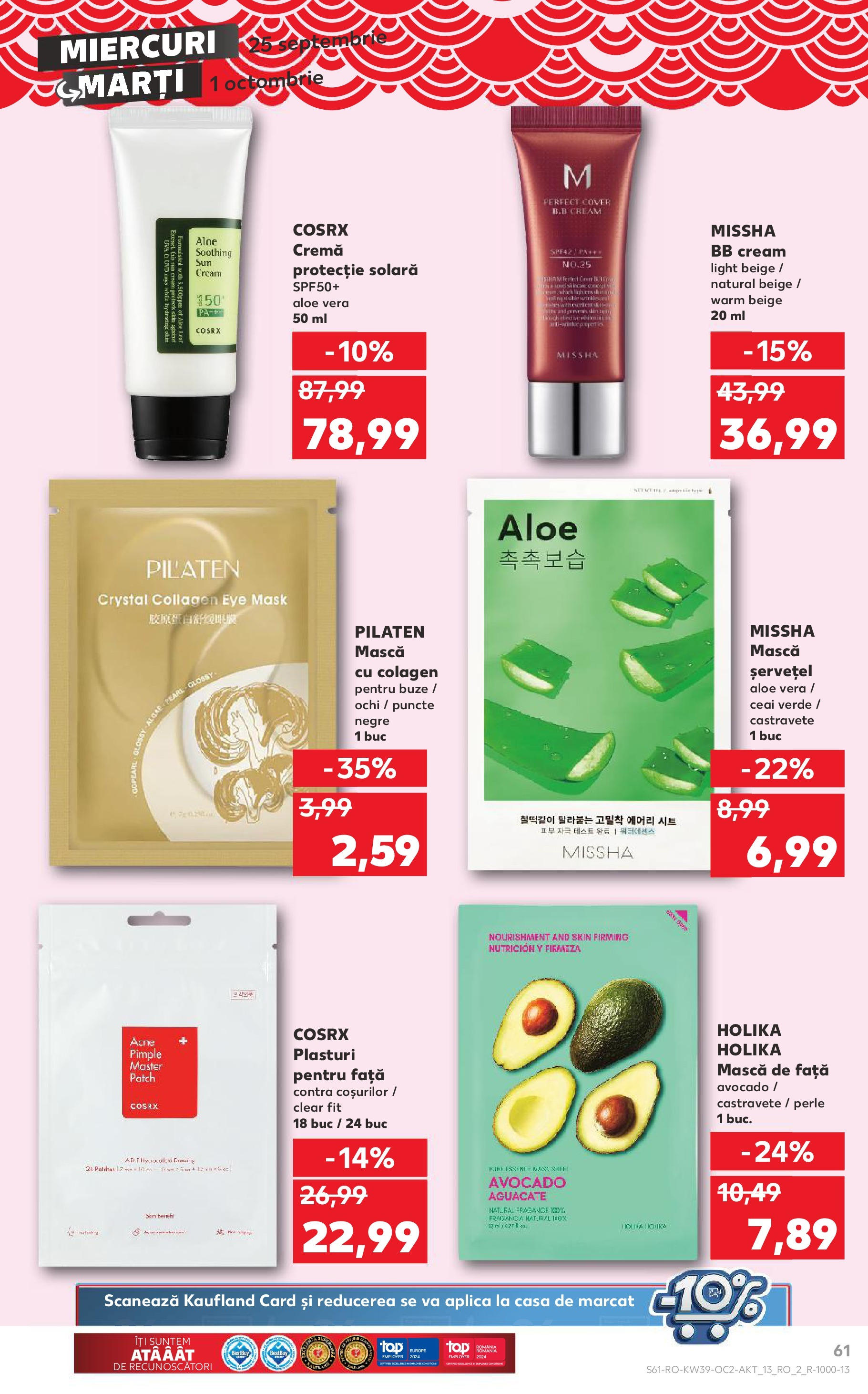 Catalog Kaufland - Bucureşti 25.09.2024 - Revista si Oferta | Pagină: 61 | Produse: Plasturi, Aloe vera, Bb cream, Protecție solară