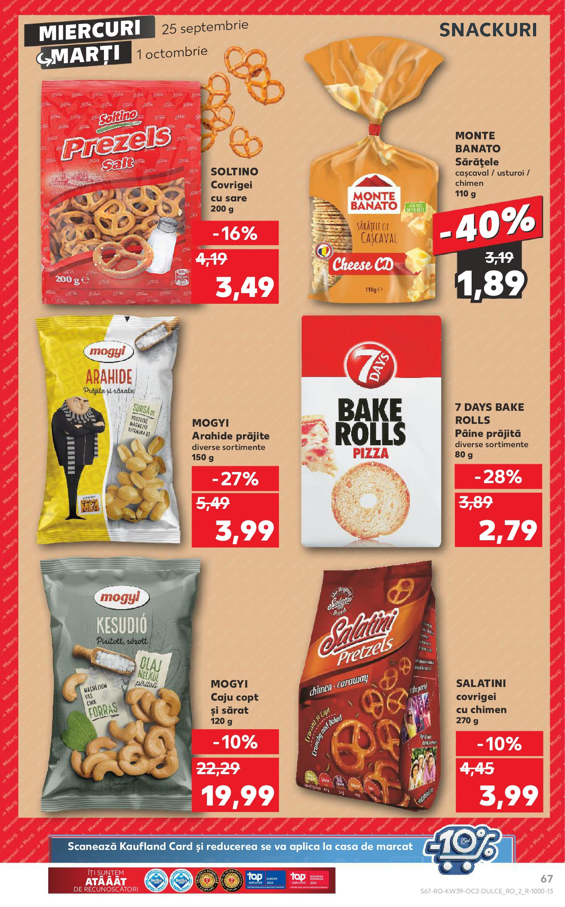 Catalog Kaufland - Bucureşti 25.09.2024 - Revista si Oferta | Pagină: 67 | Produse: Top, Cașcaval, Arahide, Usturoi