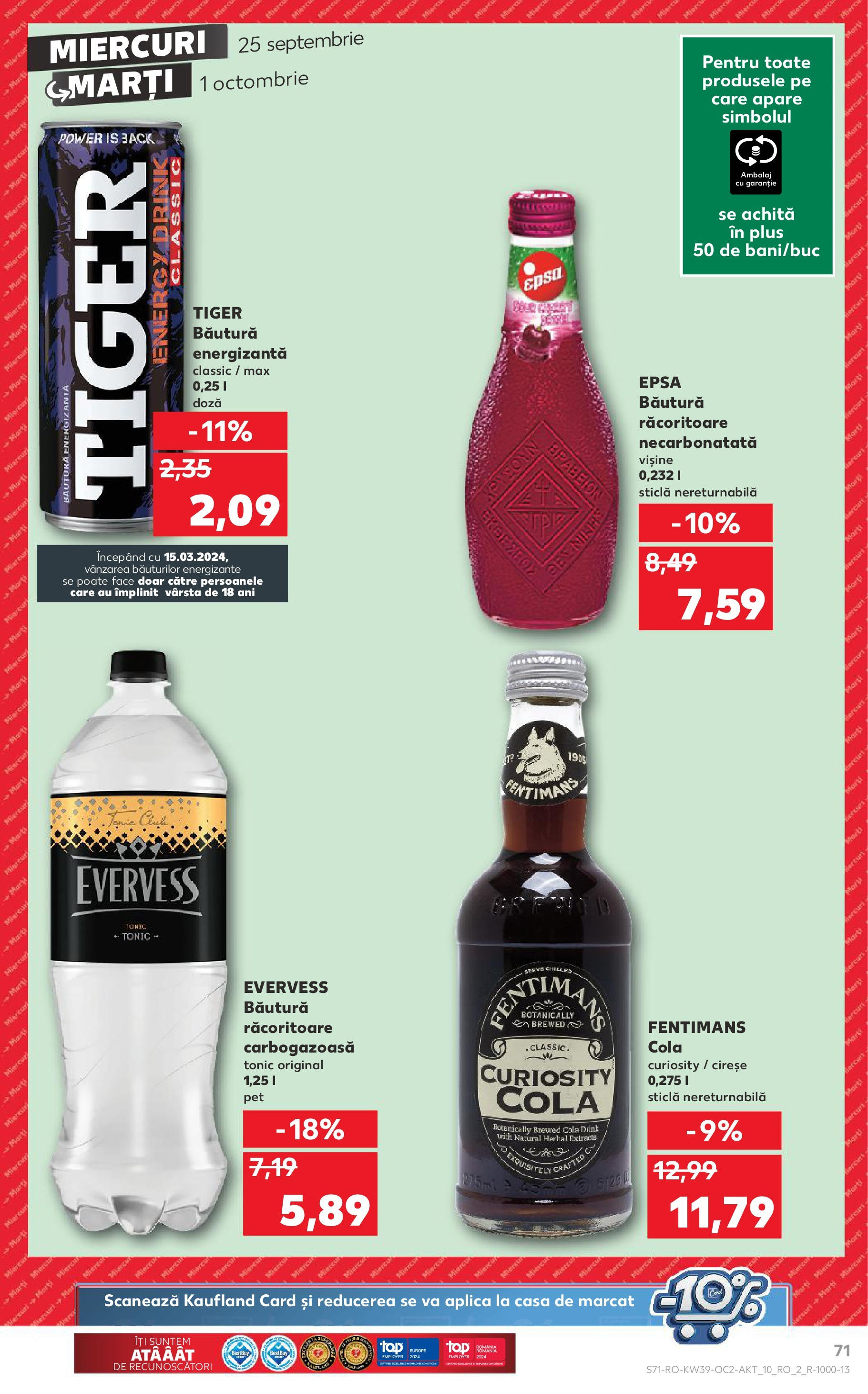 Catalog Kaufland - Sibiu 25.09.2024 - Revista si Oferta | Pagină: 71 | Produse: Băutură energizantă, Cireșe