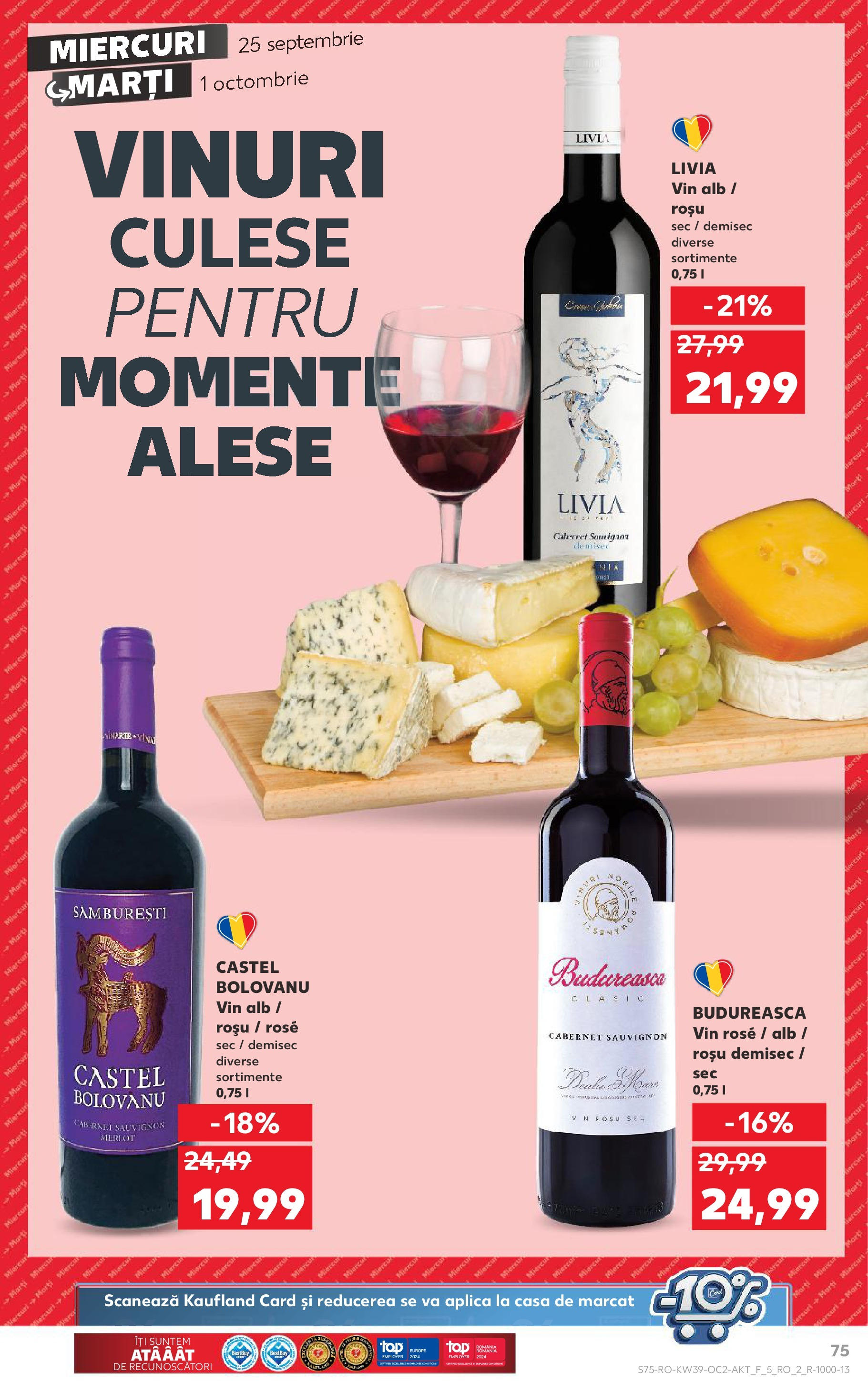 Catalog Kaufland - Bucureşti 25.09.2024 - Revista si Oferta | Pagină: 75 | Produse: Vin