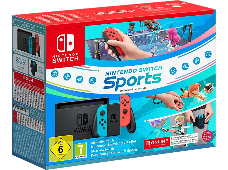 Nintendo Switch™-Konsole (neon-blau/neon-rot) - Switch Sports-Set + Online 12-monatige (365-tägige) Einzelmitgliedschaft; Nintendo Switch----Spielekonsole