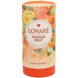 Lovare Passionsfrucht - Aromatisierter Schwarzer Tee mit Früchten, Blütenblättern, Pfirsichgeschmack und Passionsfruchtgeschmack, lose