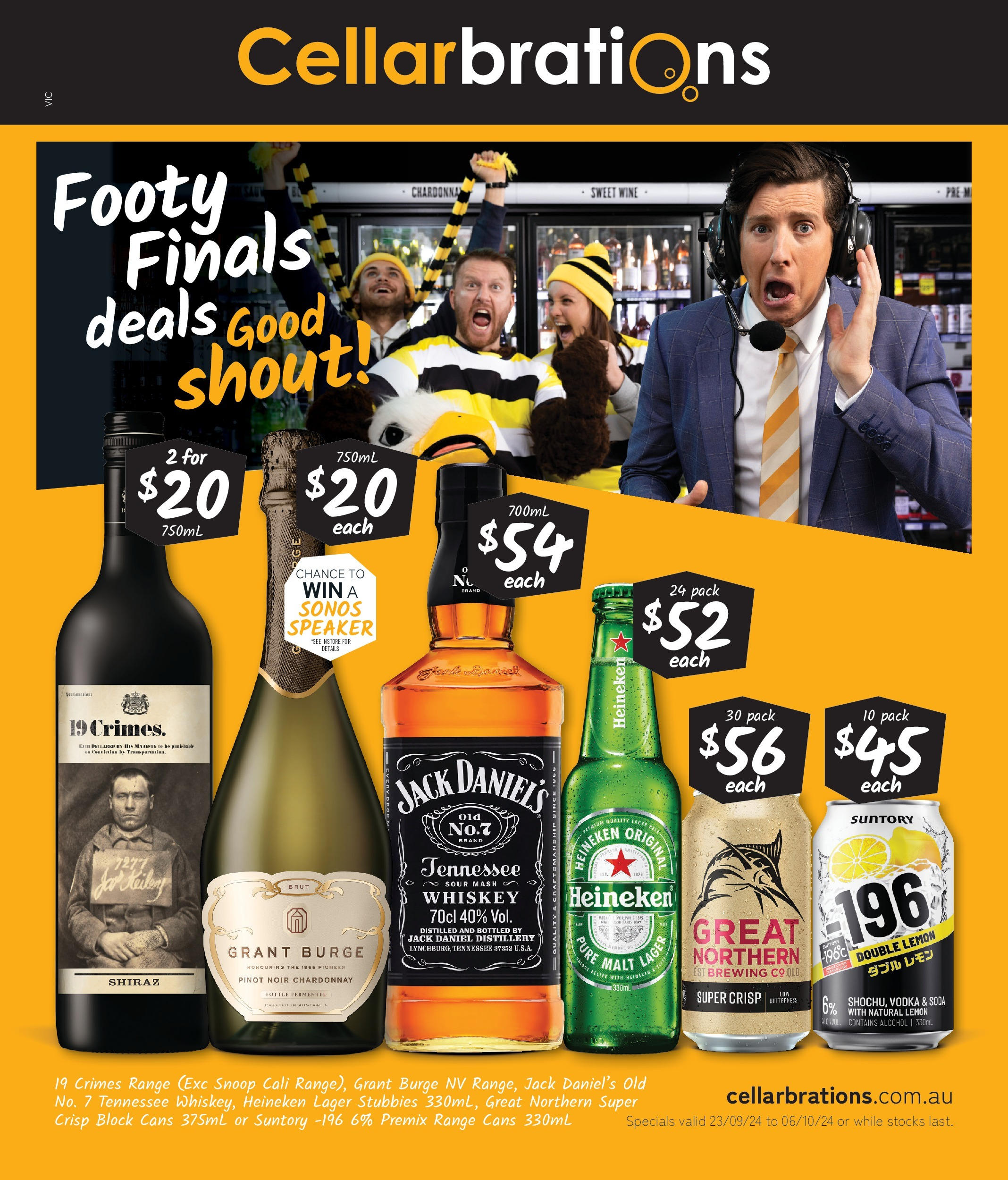 Cellarbrations Catalogue VIC - 23/09/2024 > weekly / monthly specials | Page: 1 | Products: Wine, Vodka, Lemon, Speaker