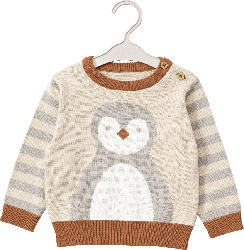 ALANA Pullover mit Pinguin-Motiv, beige & grau, Gr. 86