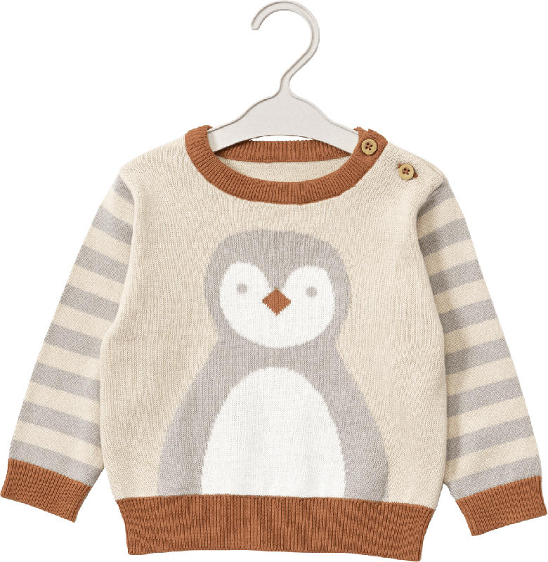 ALANA Pullover mit Pinguin-Motiv, beige & grau, Gr. 80