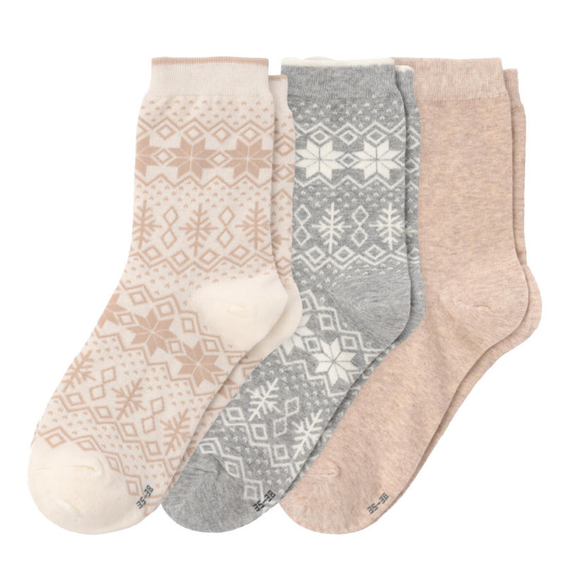 3 Paar Damen Socken mit Norweger-Muster