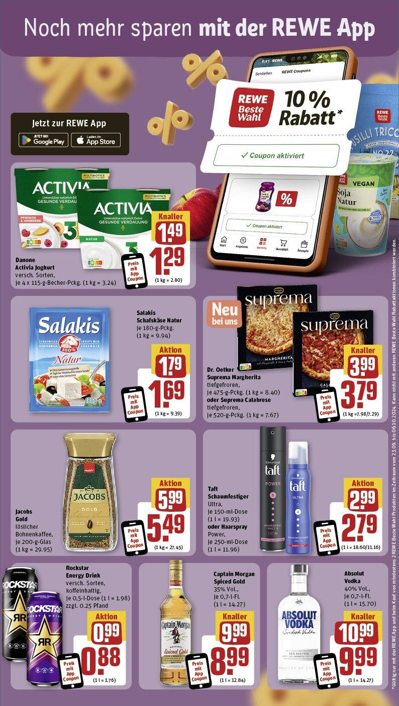 Rewe - Hildesheim / Himmelsthür, Schleitweg/ Runde Wiese 4 (ab 30.09.2024) zum Blättern » Angebote | Seite: 3 | Produkte: Activia, Haarspray, Pfirsich, Captain morgan