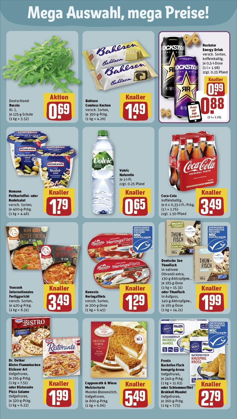 Rewe - Simmern, Koblenzer Straße 107 (ab 30.09.2024) zum Blättern » Angebote | Seite: 5 | Produkte: Olivenol, Rucola, Schinken, Pizza