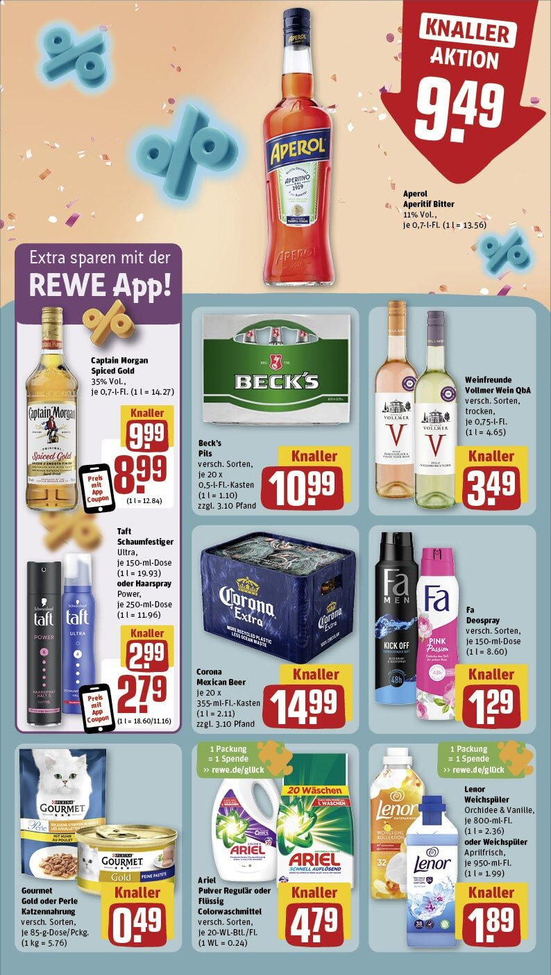 Rewe - Berlin / Pankow, Neumannstraße 13 (ab 30.09.2024) zum Blättern » Angebote | Seite: 8 | Produkte: Deospray, Captain morgan, Aperol, Wein