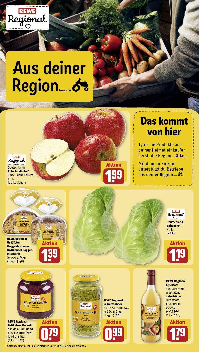 Rewe - Simmern, Koblenzer Straße 107 (ab 30.09.2024) zum Blättern » Angebote | Seite: 9 | Produkte: Rotkohl, Apfelsaft