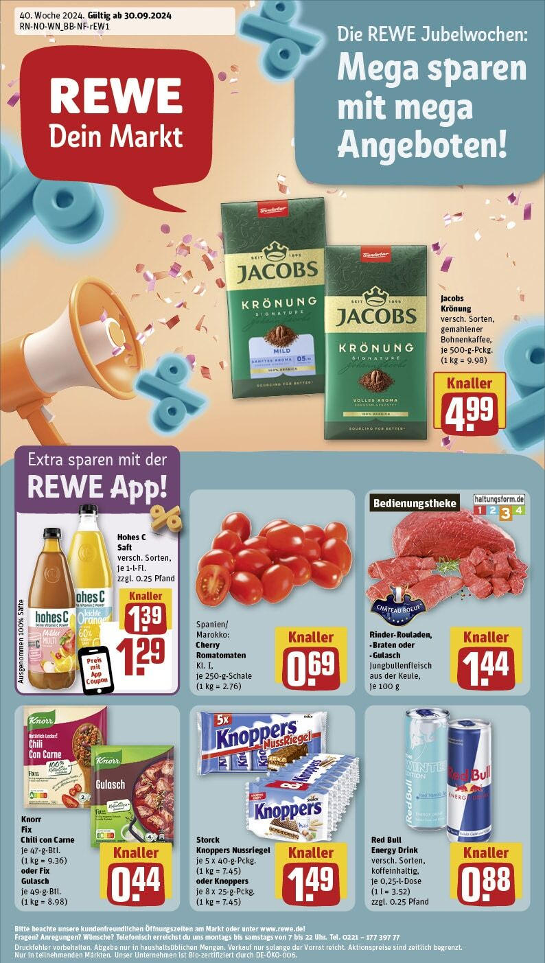 REWE Prospekt ab 30.09.2024 nächste Woche - Bremen, Kulenkampffallee 184