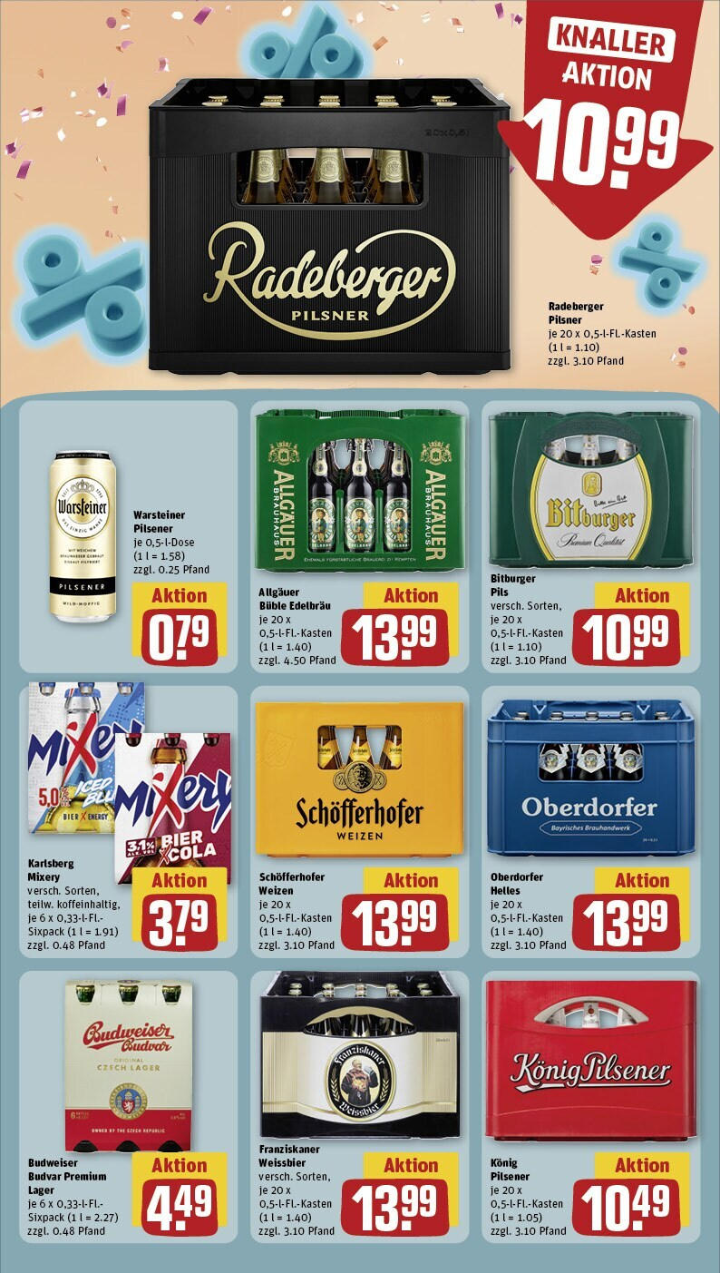 Rewe - Simmern, Koblenzer Straße 107 (ab 30.09.2024) zum Blättern » Angebote | Seite: 20 | Produkte: Bier, Warsteiner, Budweiser, Radeberger pilsner