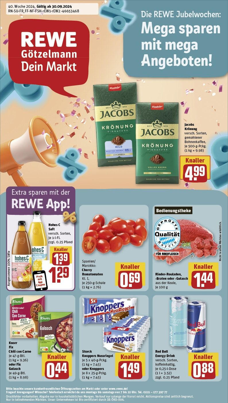 REWE Prospekt ab 30.09.2024 nächste Woche - Gerolzhofen, Hauptstraße 1