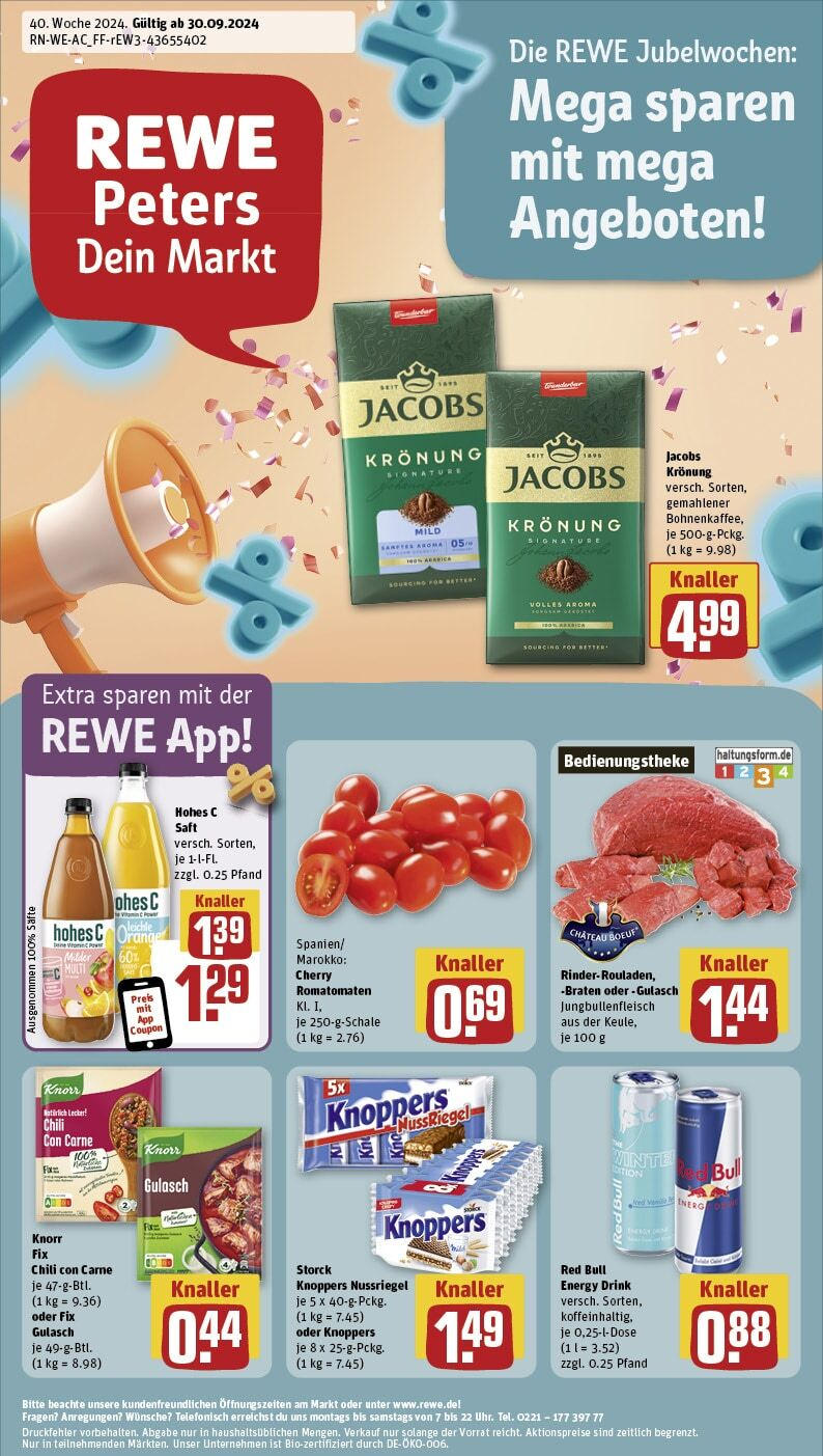 REWE Prospekt ab 30.09.2024 nächste Woche - Düren, Kölnstraße 30