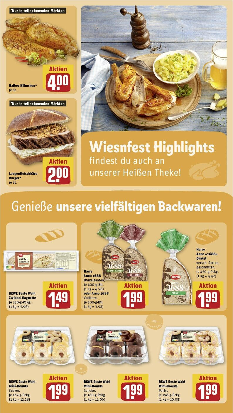 Rewe - Simmern, Koblenzer Straße 107 (ab 30.09.2024) zum Blättern » Angebote | Seite: 15 | Produkte: Theke, Baguette, Donuts