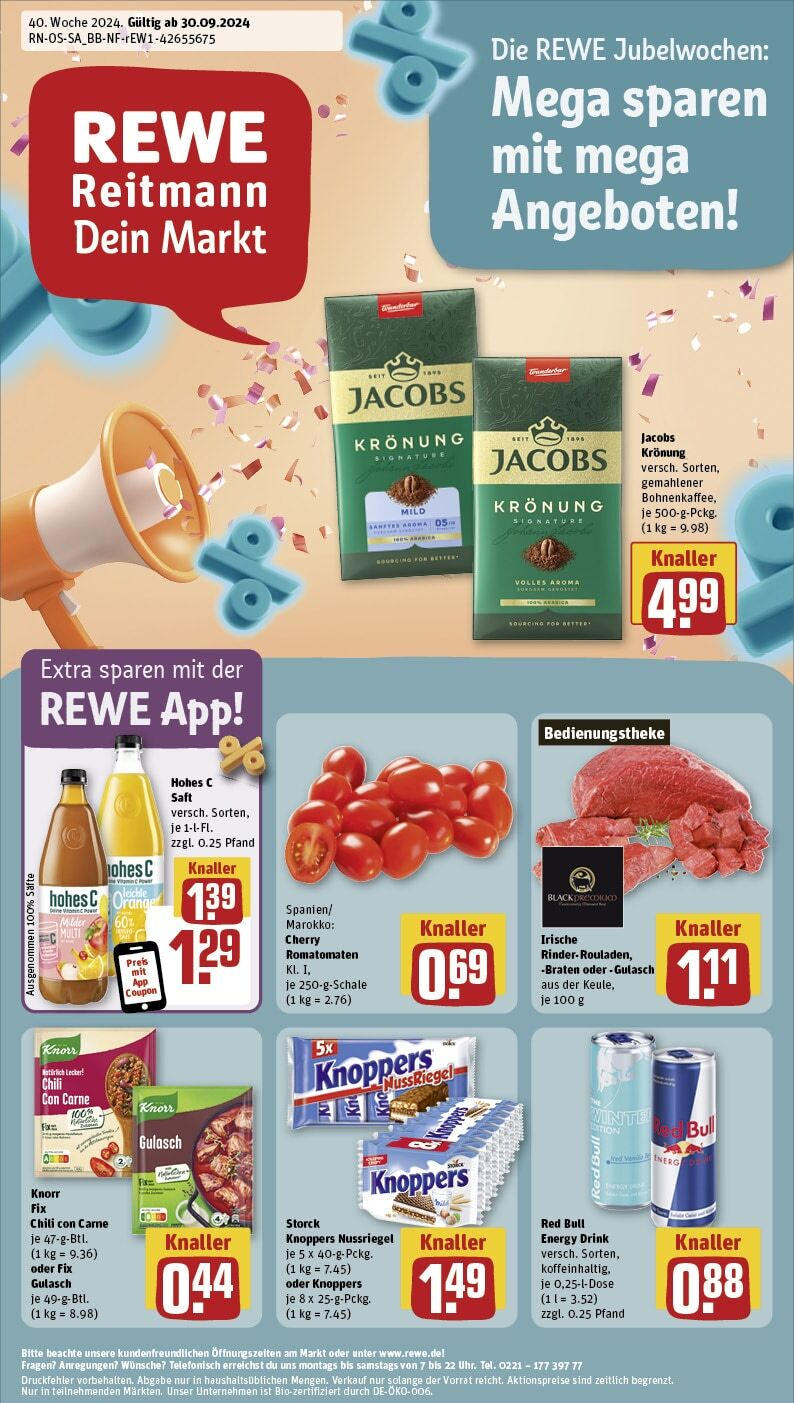 REWE Prospekt ab 30.09.2024 nächste Woche - Bernburg, Karlsplatz 25