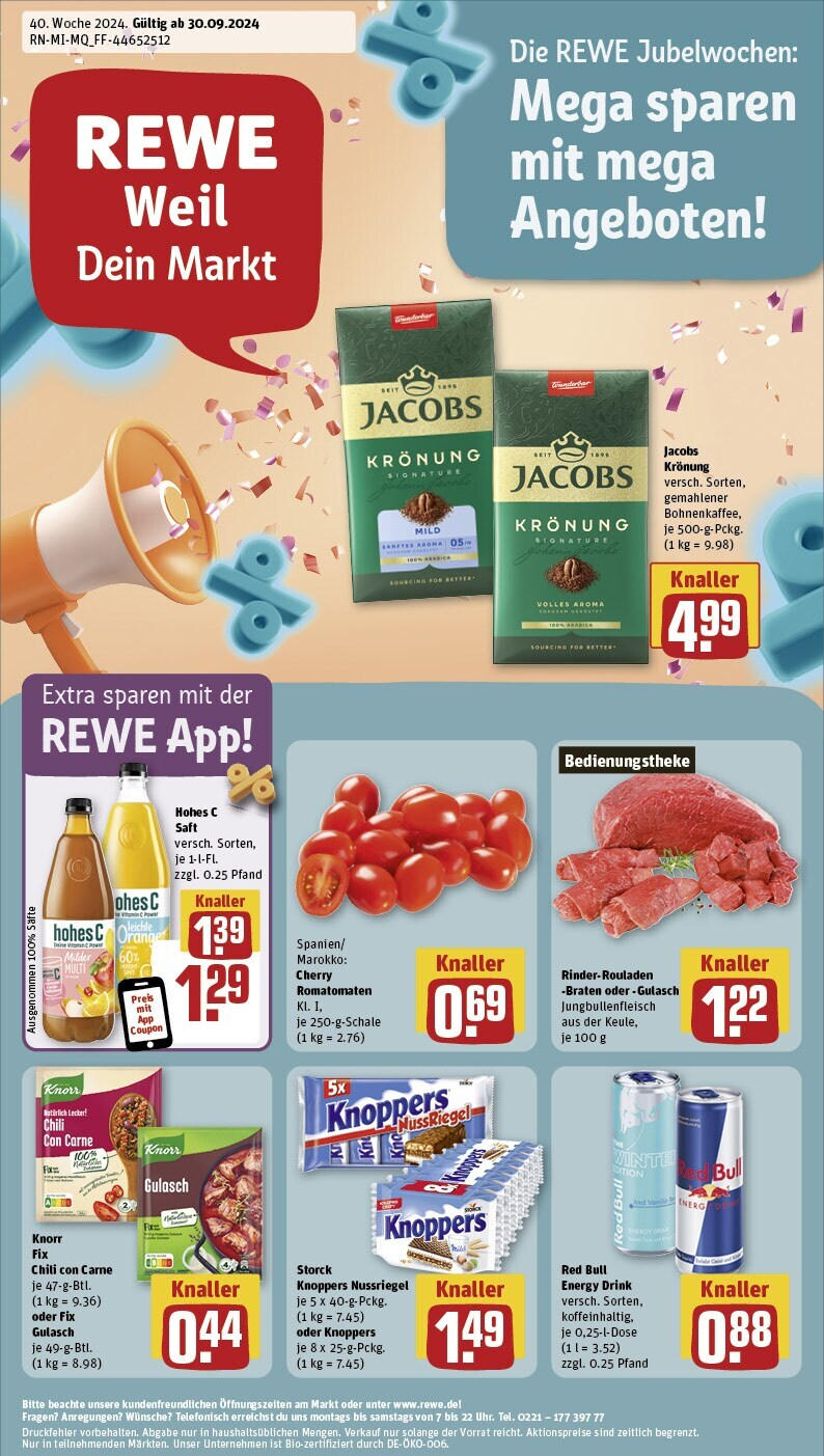 REWE Prospekt ab 30.09.2024 nächste Woche - Grävenwiesbach, Frankfurter Straße 43