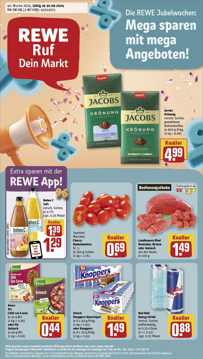 REWE Prospekt ab 30.09.2024 nächste Woche - Rheinhausen, Tannenberger Weg 1