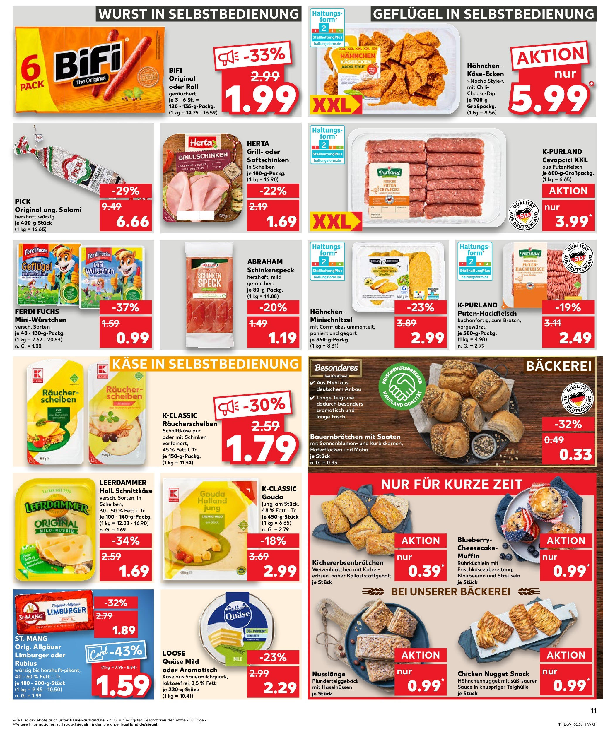 Kaufland Prospekt 	 (ab 26.09.2024) » Angebote Online zum Blättern | Seite: 11 | Produkte: Hahnchen, Bäckerei, Blaubeeren, Hackfleisch