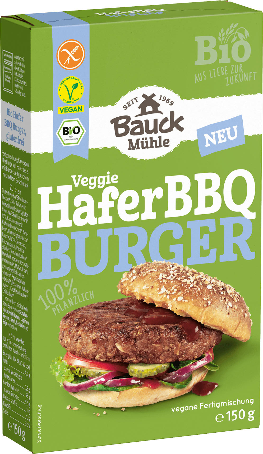 Bauck Mühle Fertigmischung Hafer BBQ Burger, vegan