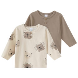 2 Newborn Langarmshirts im Rippstruktur