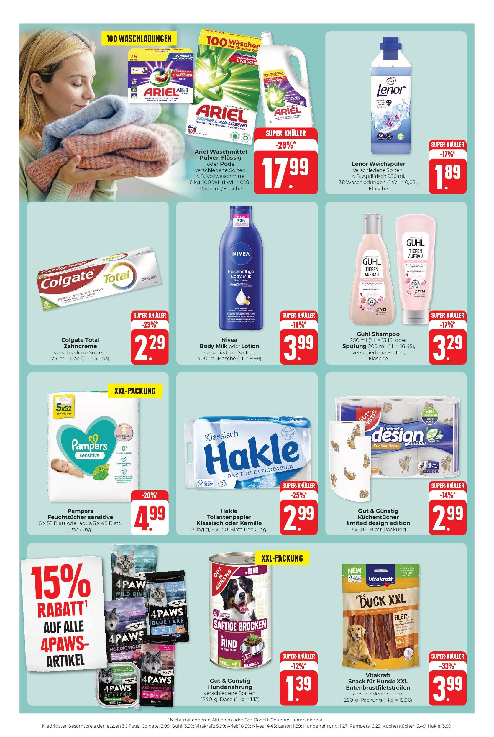 Edeka - Schliengen, Gutedelstraße 4 (ab 30.09.2024) » Angebote Online | Seite: 13 | Produkte: Weichspüler, Waschmittel, Body Milk, Toilettenpapier