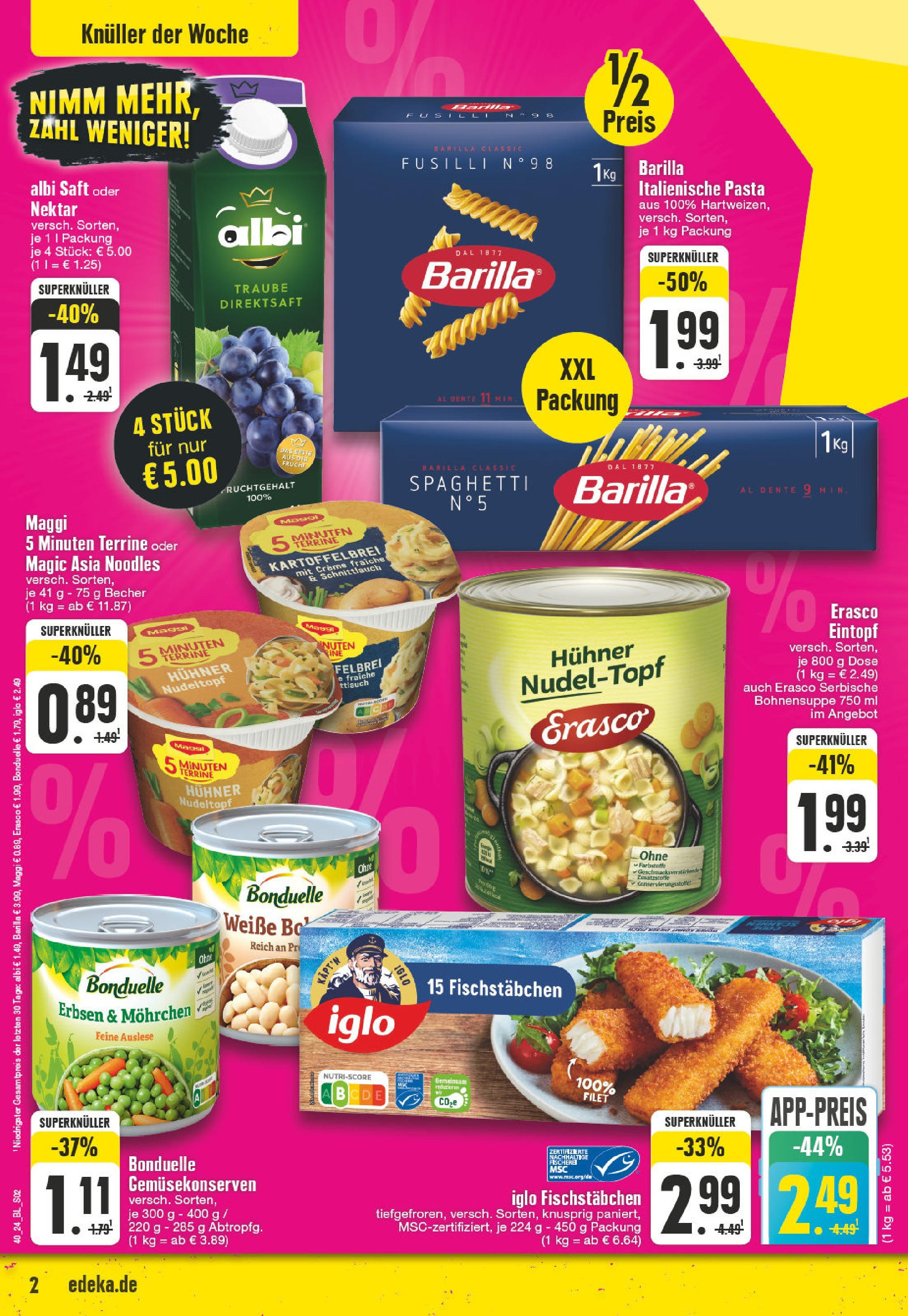 Edeka - Kevelaer, Kevelaer Straße 53a (ab 30.09.2024) » Angebote Online | Seite: 2 | Produkte: Maggi, Barilla, Pasta, Saft