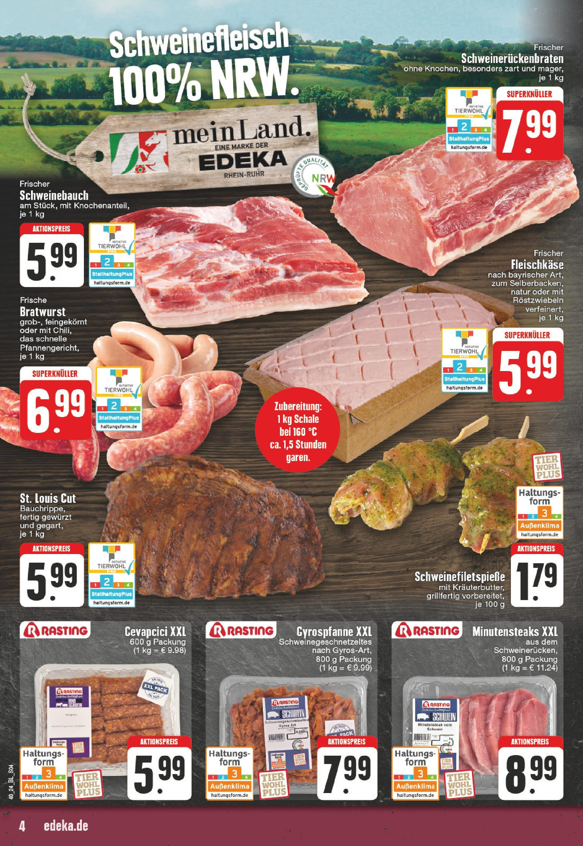 Edeka - Dortmund - Oespel, Steinsweg 14 (ab 30.09.2024) » Angebote Online | Seite: 4 | Produkte: Schweinebauch, Bratwurst, Cevapcici, Schweinefleisch