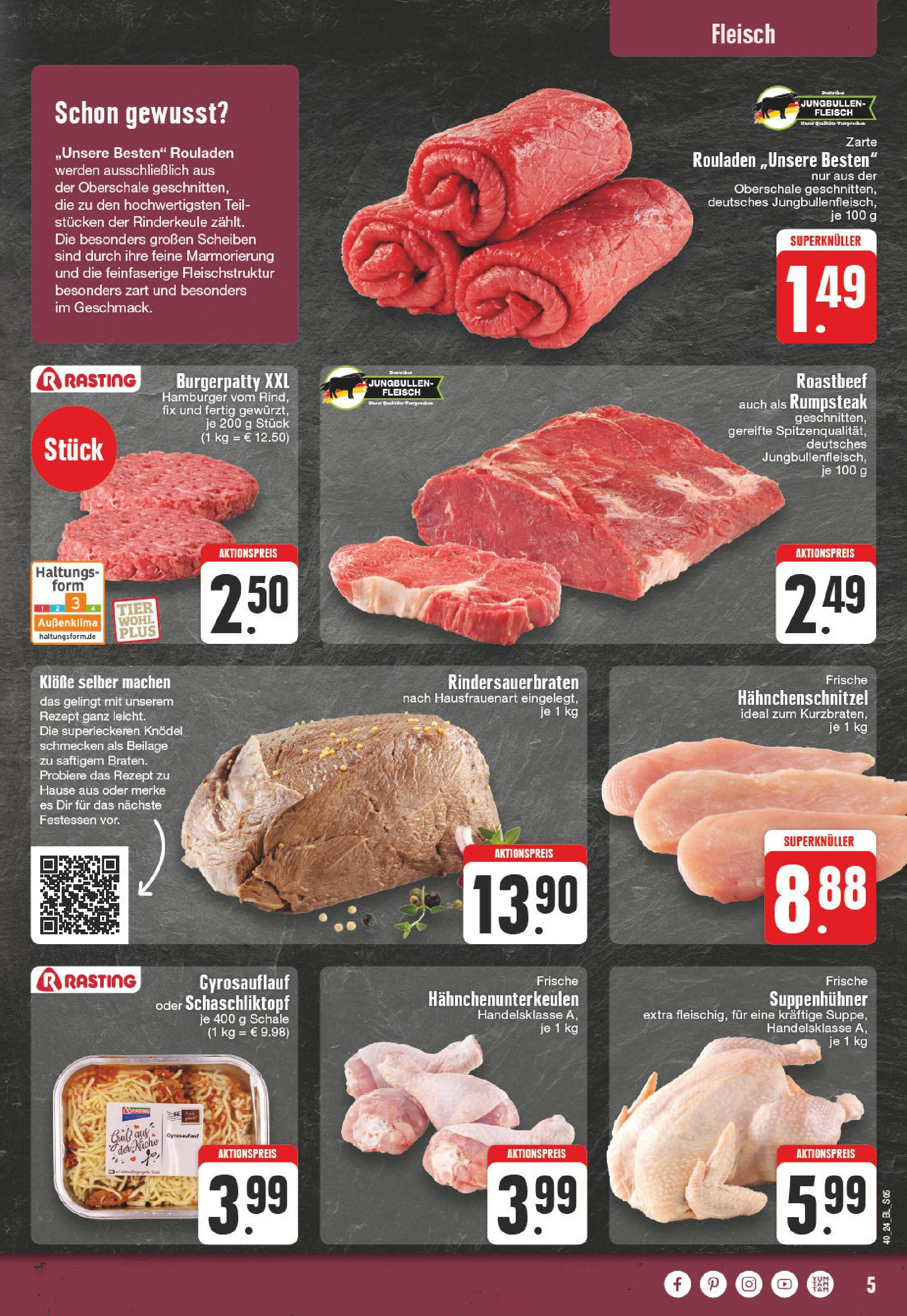 Edeka - Kevelaer, Kevelaer Straße 53a (ab 30.09.2024) » Angebote Online | Seite: 5 | Produkte: Rumpsteak, Küche, Roastbeef, Fleisch