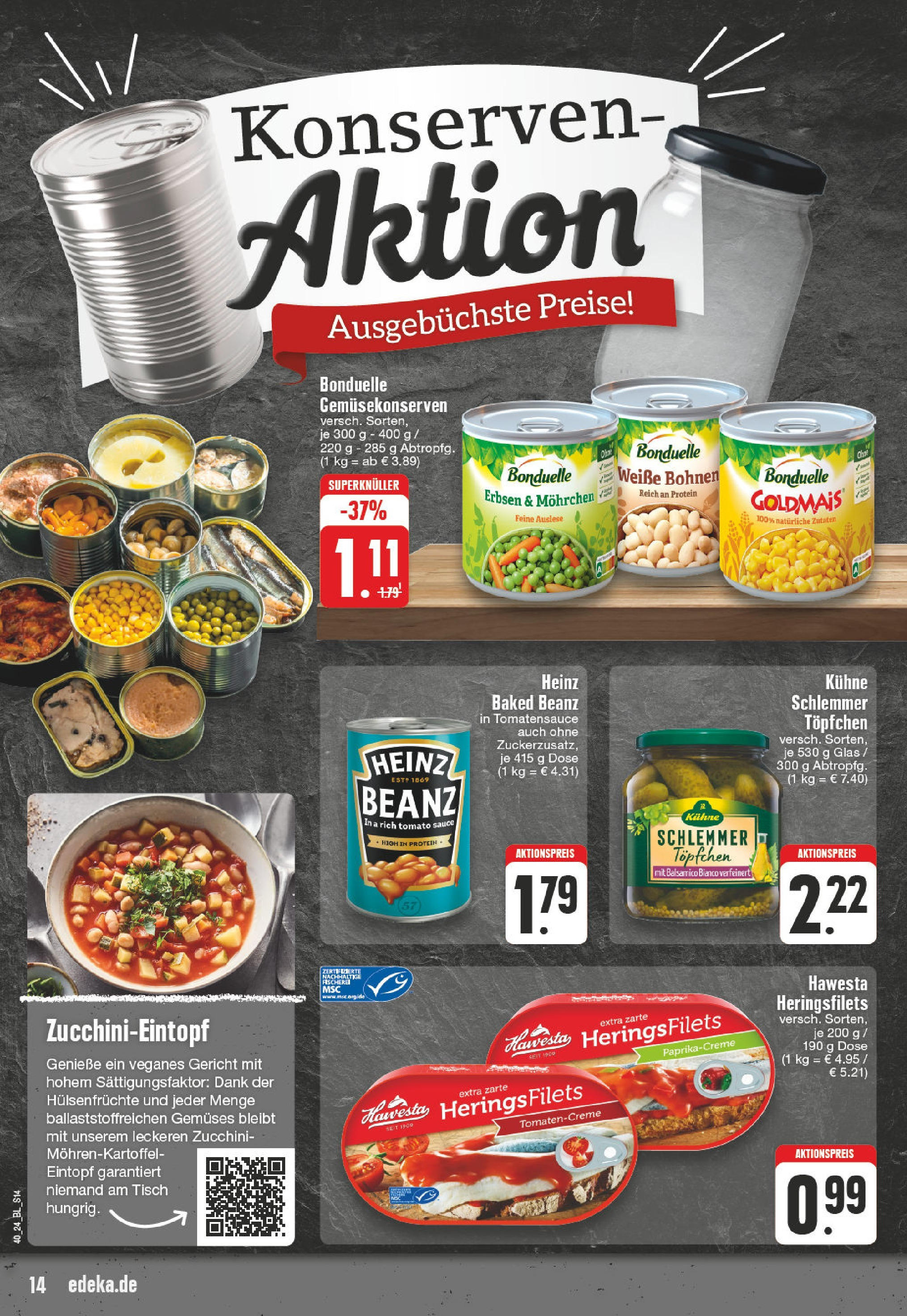 Edeka - Dortmund - Oespel, Steinsweg 14 (ab 30.09.2024) » Angebote Online | Seite: 14 | Produkte: Balsamico, Tisch, Zucchini, Erbsen