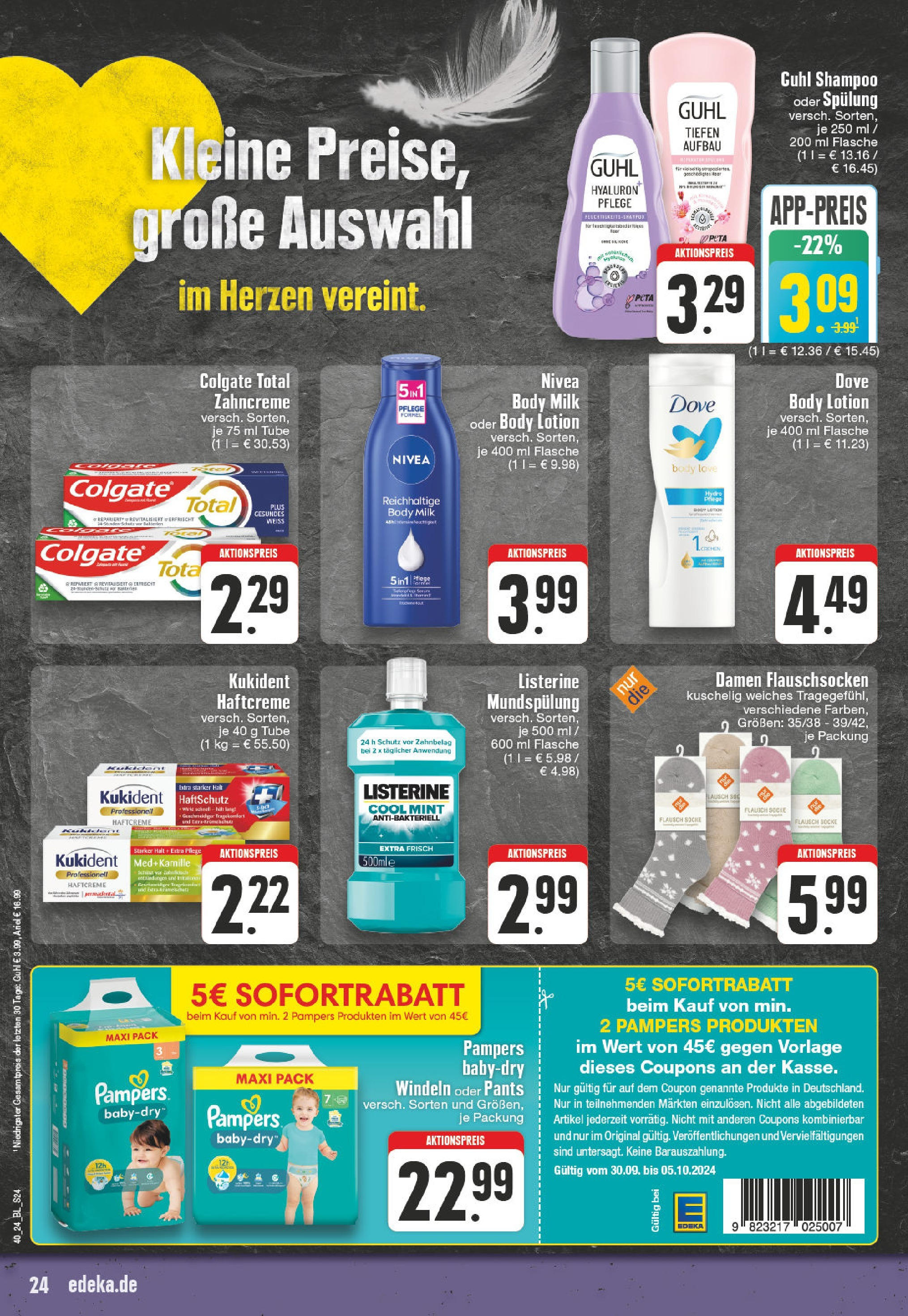 Edeka - Kevelaer, Kevelaer Straße 53a (ab 30.09.2024) » Angebote Online | Seite: 24 | Produkte: Pampers, Shampoo, Spülung, Listerine