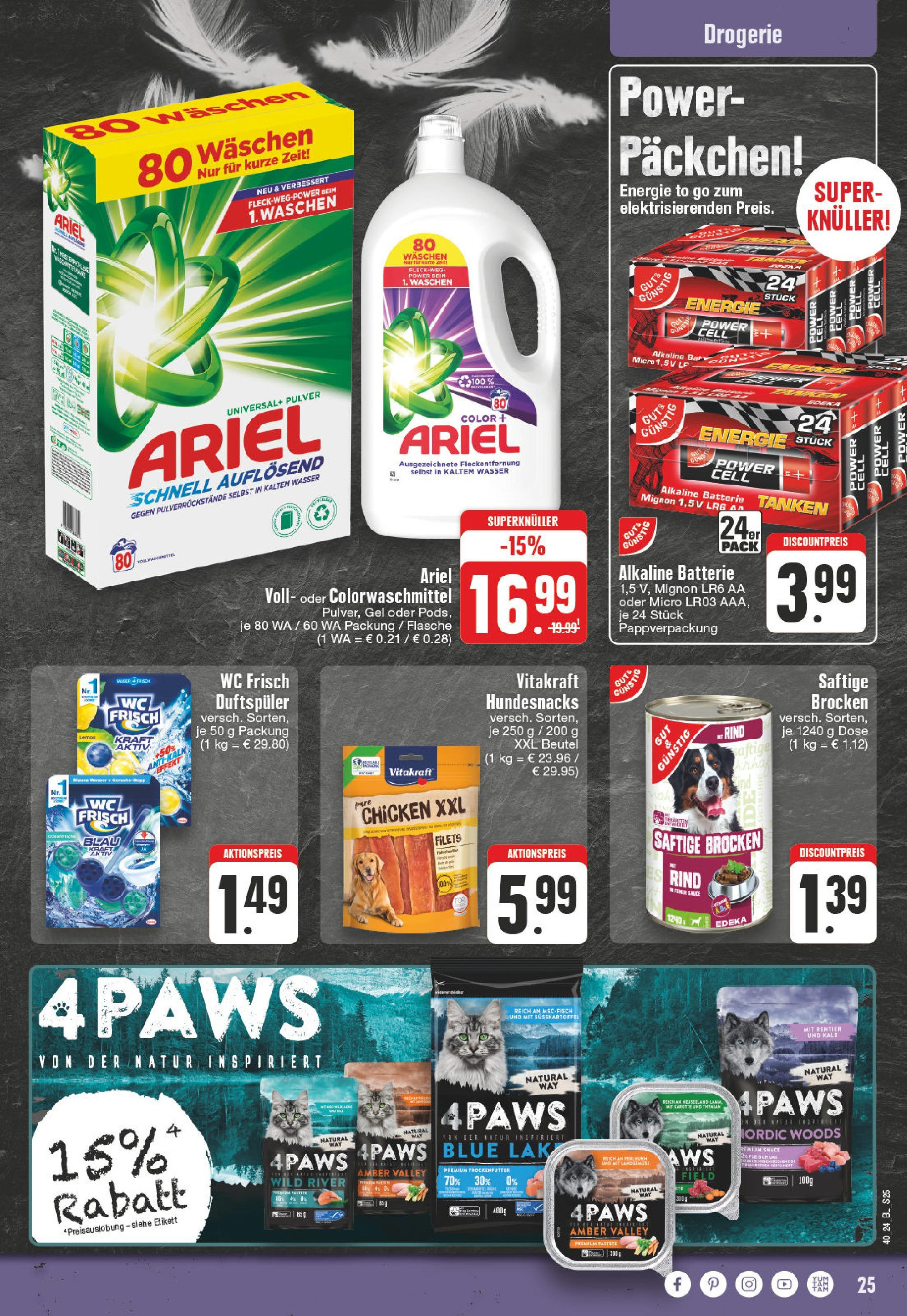 Edeka - Dortmund - Oespel, Steinsweg 14 (ab 30.09.2024) » Angebote Online | Seite: 25 | Produkte: Ariel, Wasser, Wc frisch, Getreide