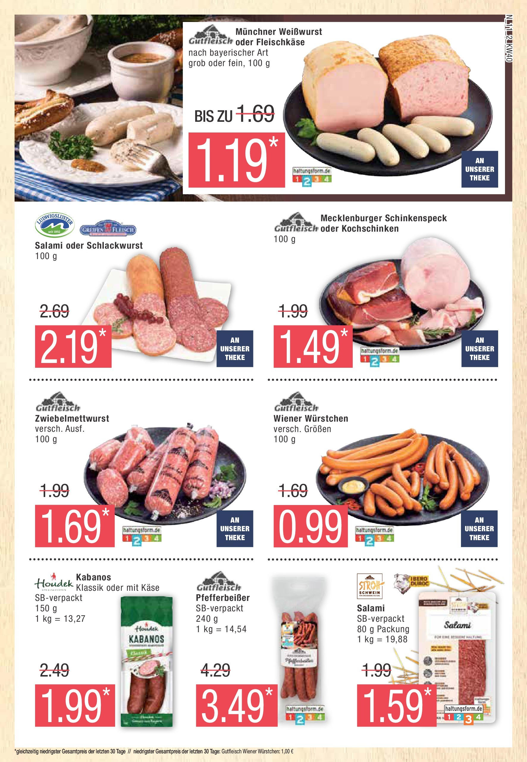 Marktkauf - Brandenburg (ab 30.09.2024) » Angebote online | Seite: 11 | Produkte: Wiener wurstchen, Käse, Weißwurst, Salami