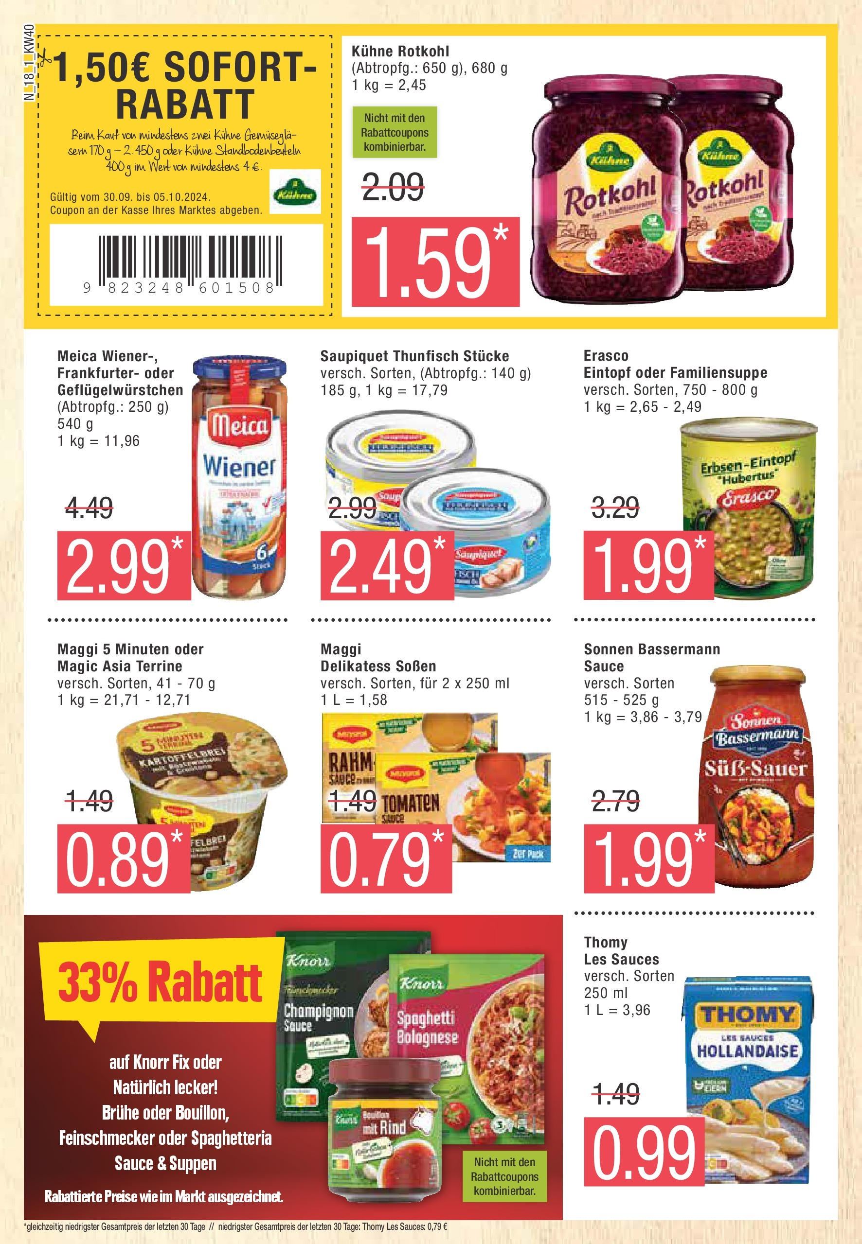 Marktkauf - Brandenburg (ab 30.09.2024) » Angebote online | Seite: 18 | Produkte: Knorr fix, Thunfisch, Tomaten, Knorr