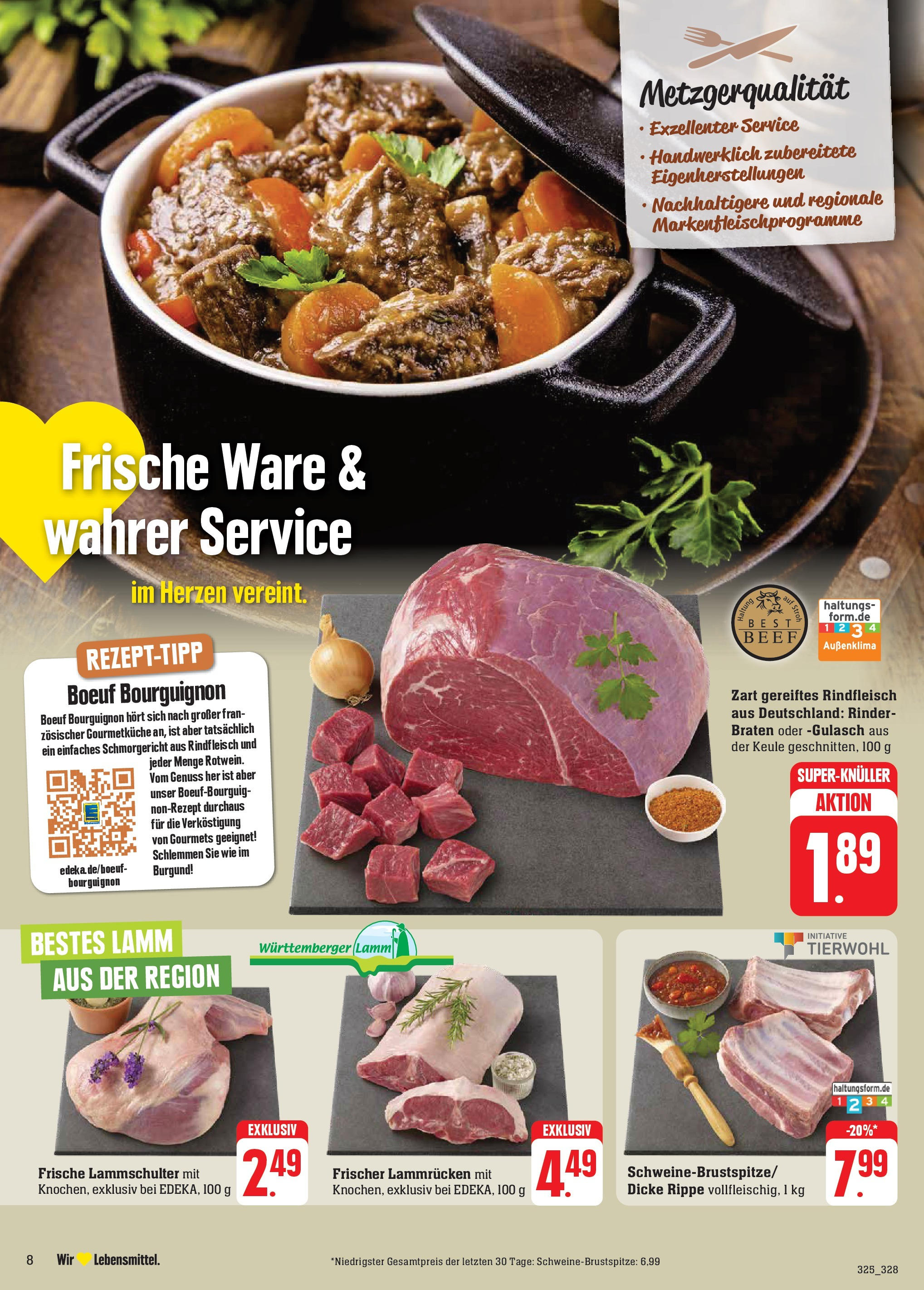 Edeka Prospekt 	 (ab 30.09.2024) » Angebote Online | Seite: 10 | Produkte: Gulasch, Rindfleisch