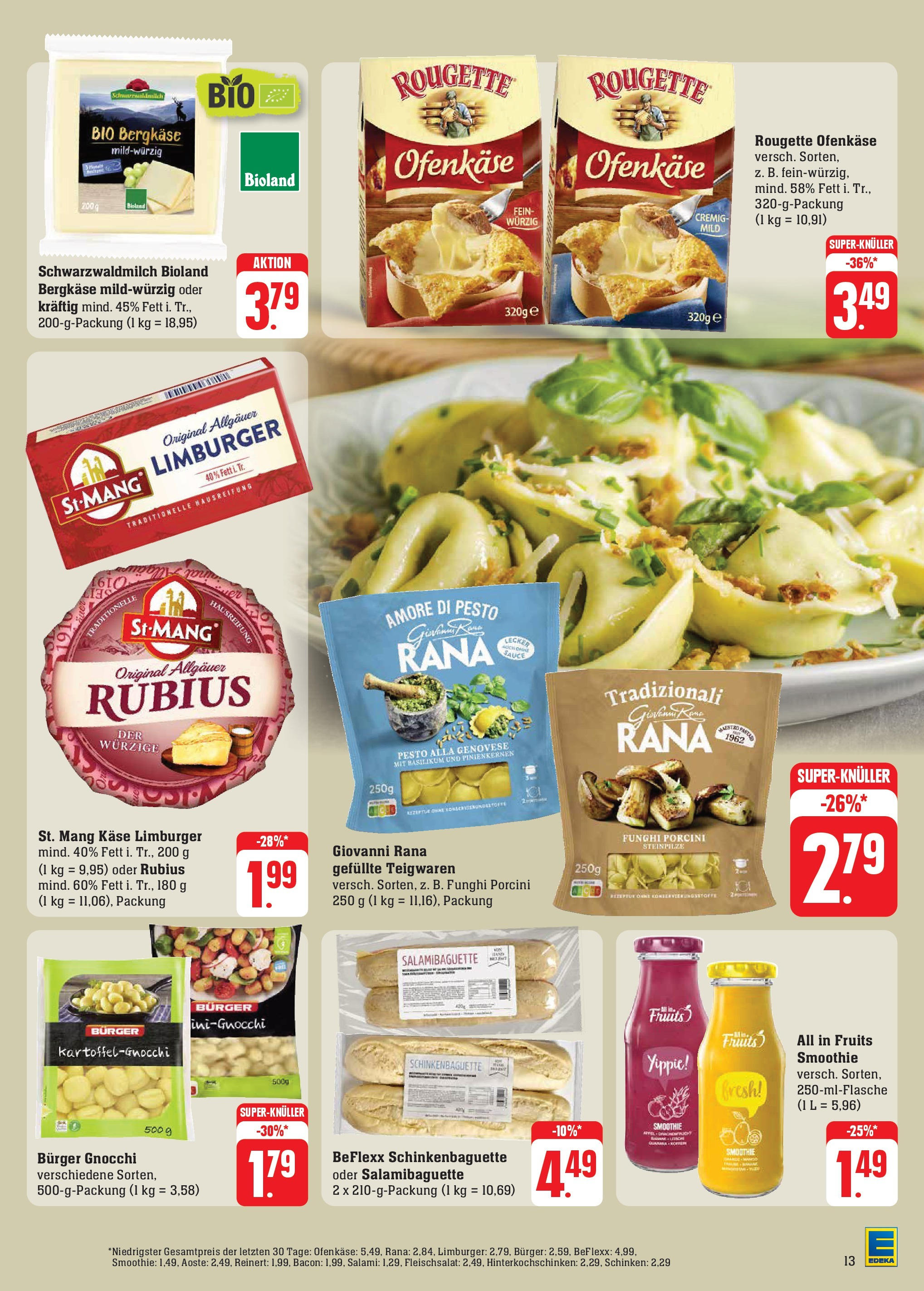 Edeka Prospekt 	 (ab 30.09.2024) » Angebote Online | Seite: 15 | Produkte: Käse, Burger, Salami, Schinken