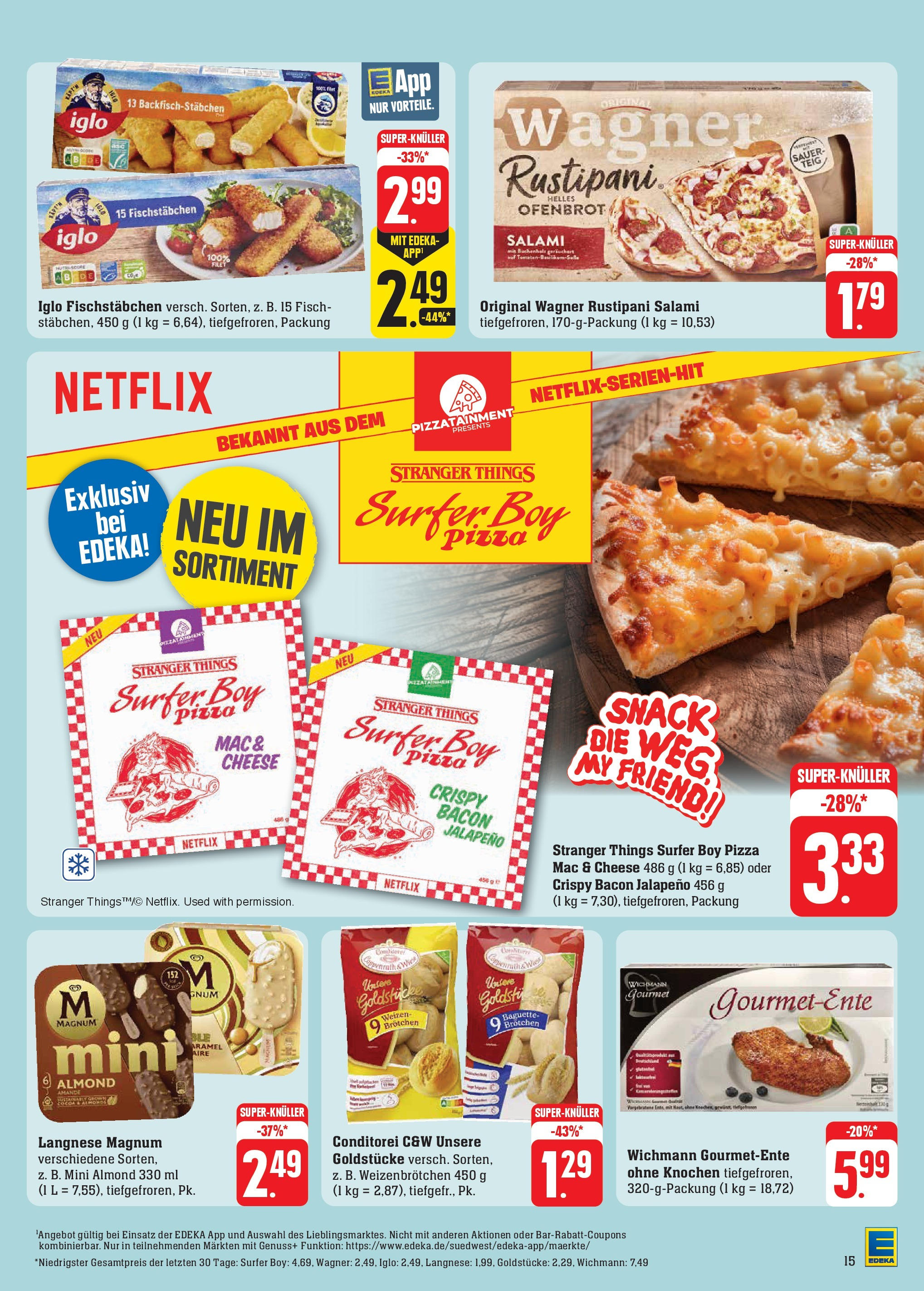 Edeka Prospekt 	 (ab 30.09.2024) » Angebote Online | Seite: 17 | Produkte: Iglo, Fisch, Fischstabchen, Pizza